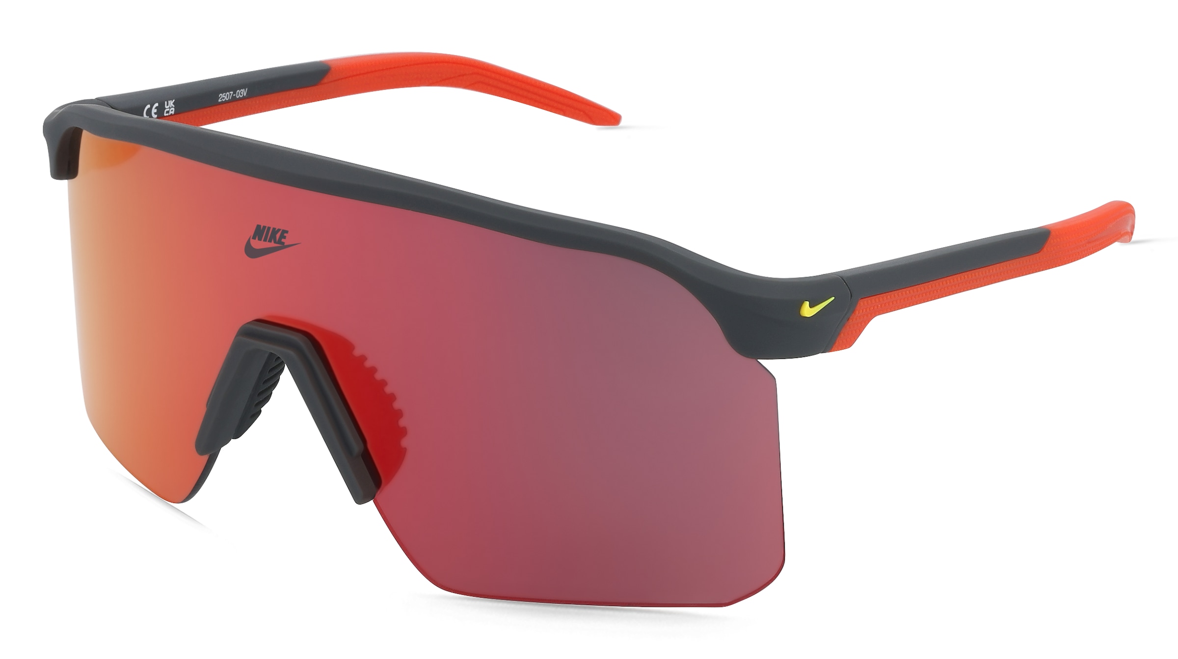 Nike NIKE EXPEDITION SHIELD N IU4705X Herren-Sonnenbrille Halbrand Monoscheibe Kunststoff-Gestell, Grau