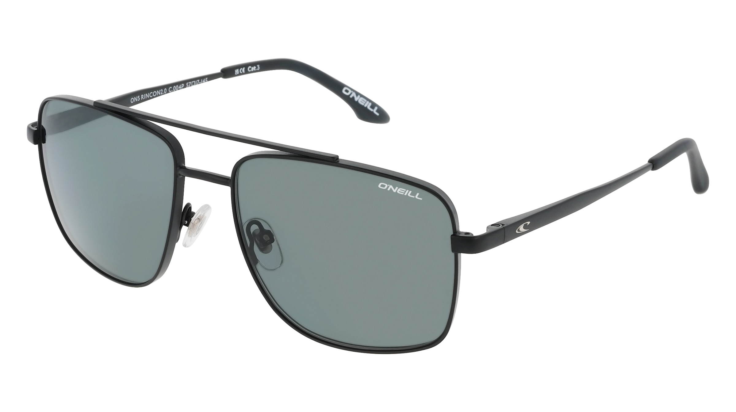 O’Neill 965054 Unisex-Sonnenbrille Vollrand Quadratisch Metall-Gestell, Schwarz