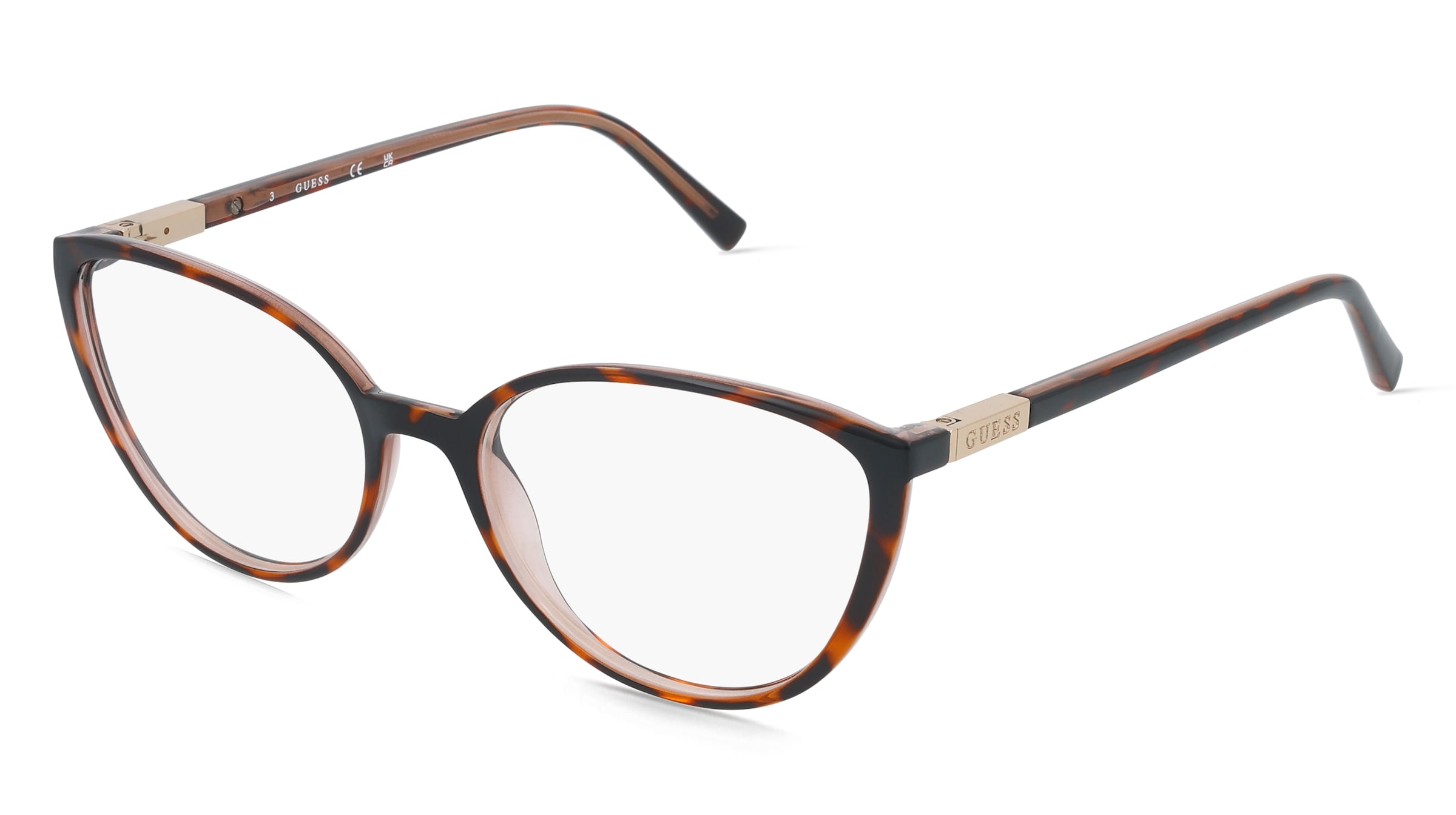 Guess GU3044 Unisex-Brille inkl. Gläser Vollrand Cat Eye Kunststoff-Gestell 54/17/145, Havanna