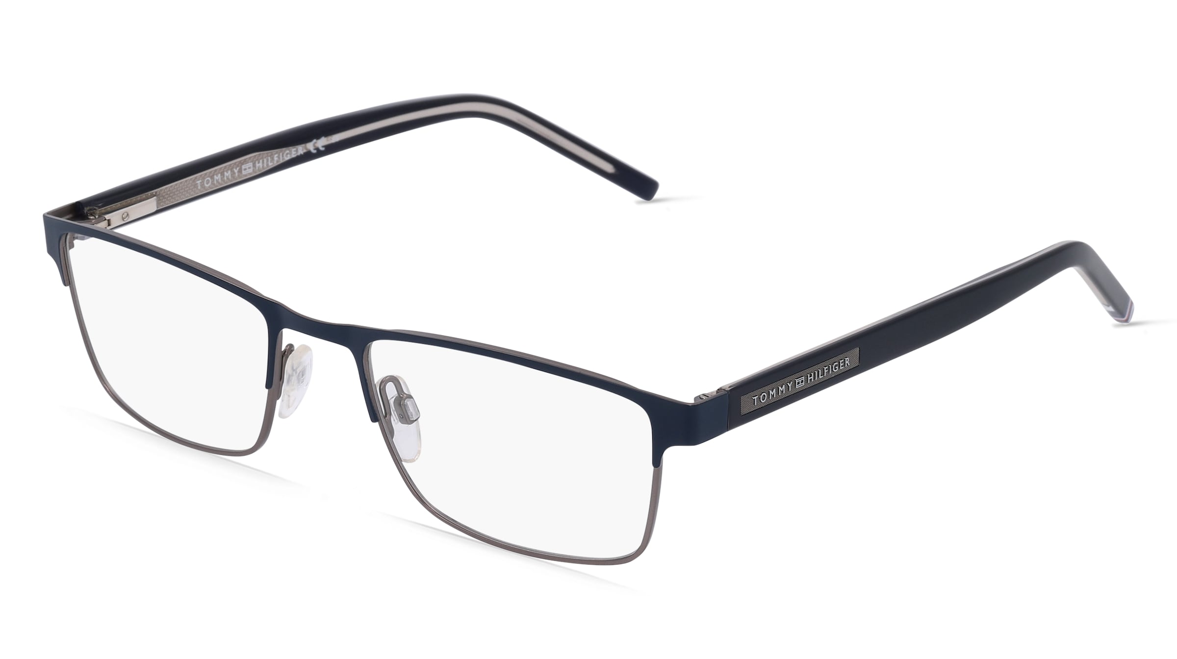 Tommy Hilfiger TH1944 Herren-Brille inkl. Gläser Vollrand Quadratisch Metall-Gestell 55/20/145, Blau