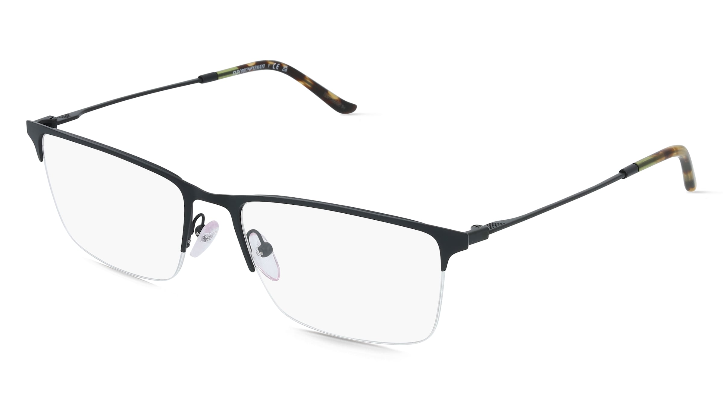 Emporio Armani EA1171 Herren-Brille inkl. Gläser Halbrand Eckig Metall-Gestell 57/18/145, Schwarz