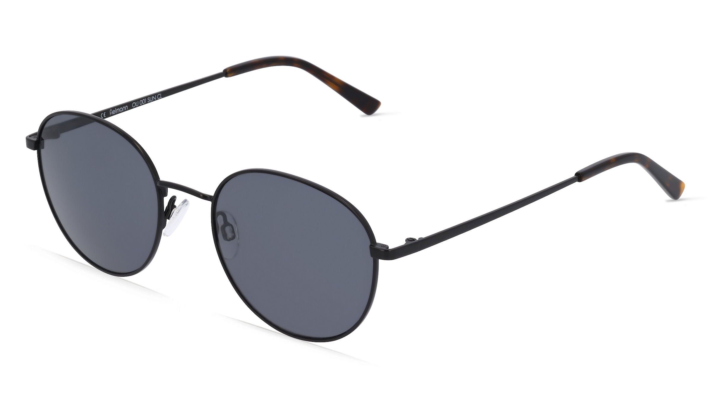 Fielmann OU 001 SUN CL Unisex-Sonnenbrille Vollrand Panto Edelstahl-Gestell, Schwarz
