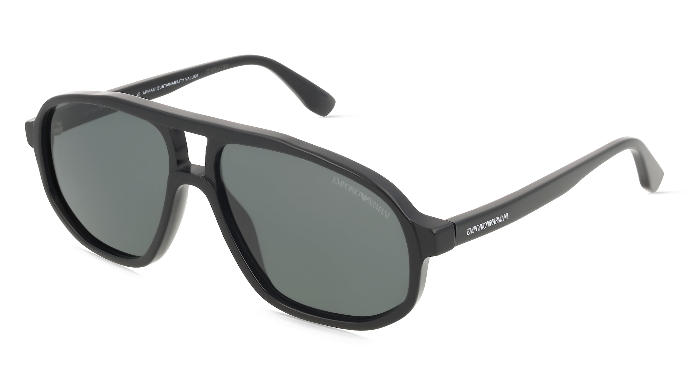 Emporio Armani 0EA4263U Herren-Sonnenbrille Vollrand Pilot Acetat-Gestell, Schwarz
