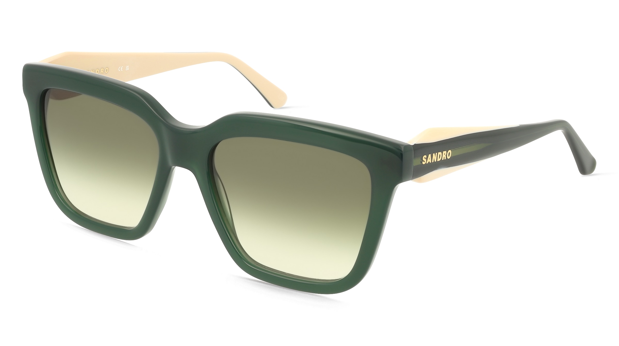 Sandro SA6058 Damen-Sonnenbrille Vollrand Quadratisch Acetat-Gestell, Grün