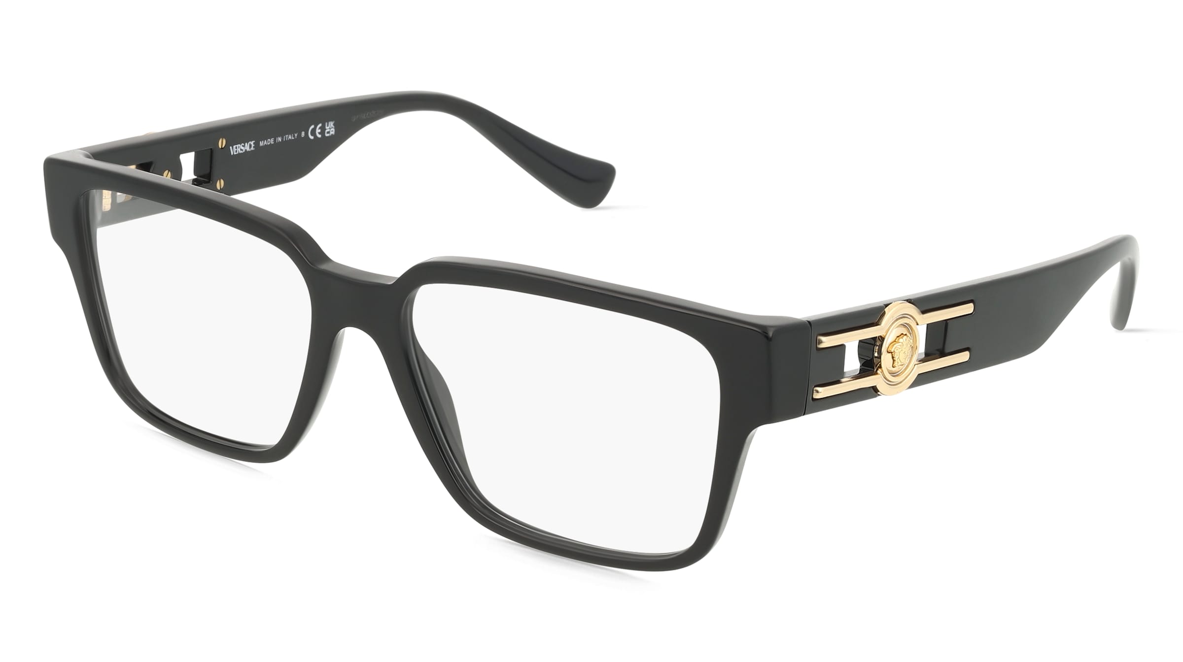 Versace VE3346 Herren-Brille inkl. Gläser Vollrand Quadratisch Acetat-Gestell 55/16/140, Schwarz