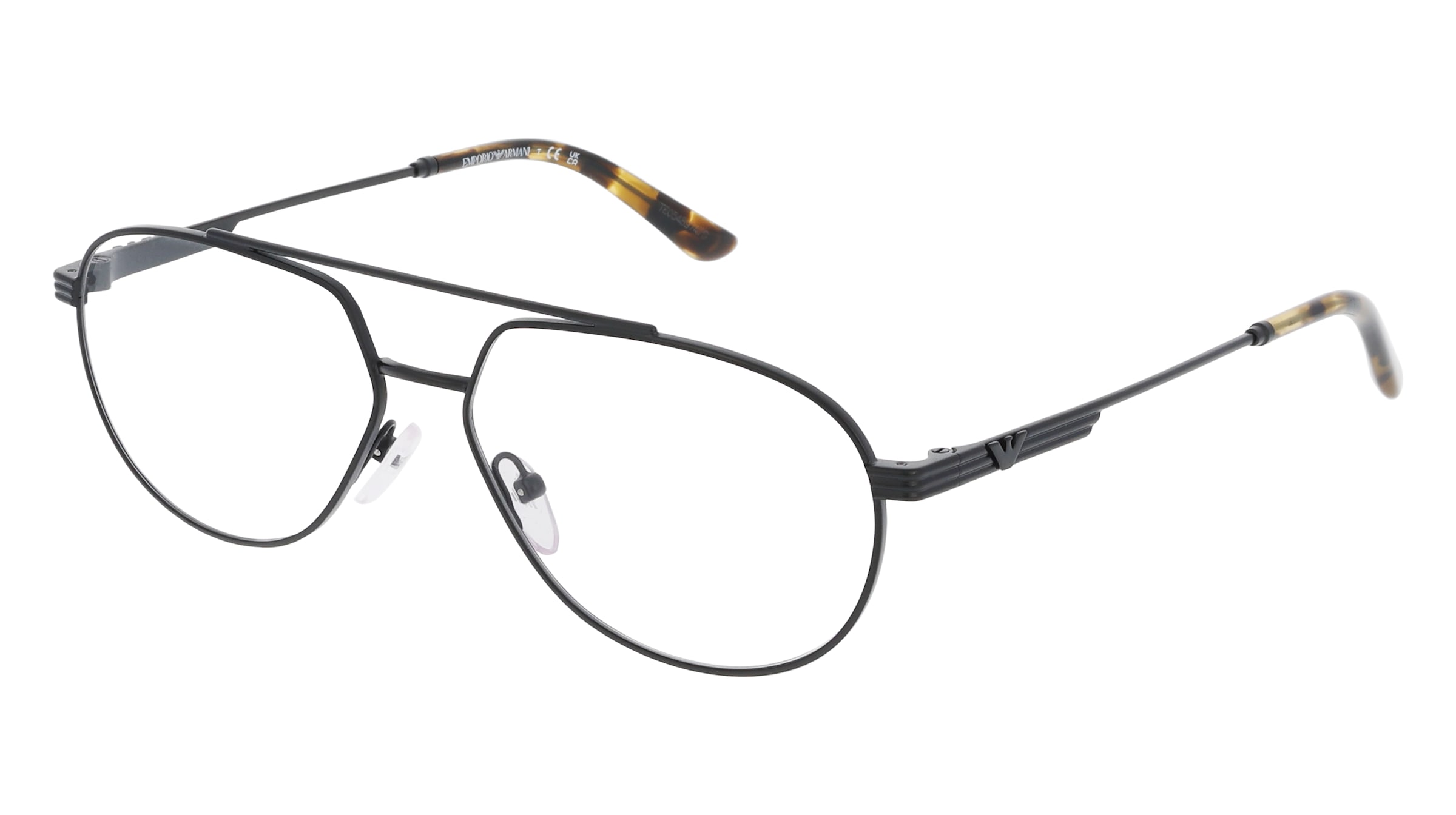 Emporio Armani EA1165 Herren-Brille inkl. Gläser Vollrand Pilot Metall-Gestell 56/14/145, Schwarz