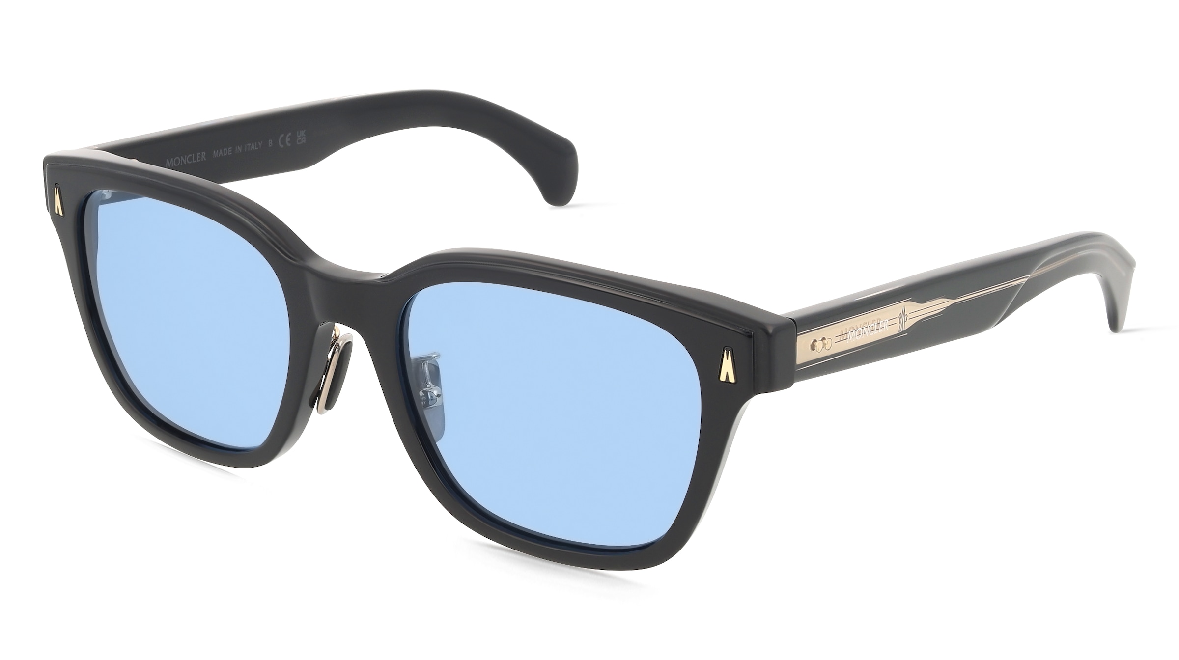 Moncler ME6002D Unisex-Sonnenbrille Vollrand Quadratisch Acetat-Gestell, Schwarz