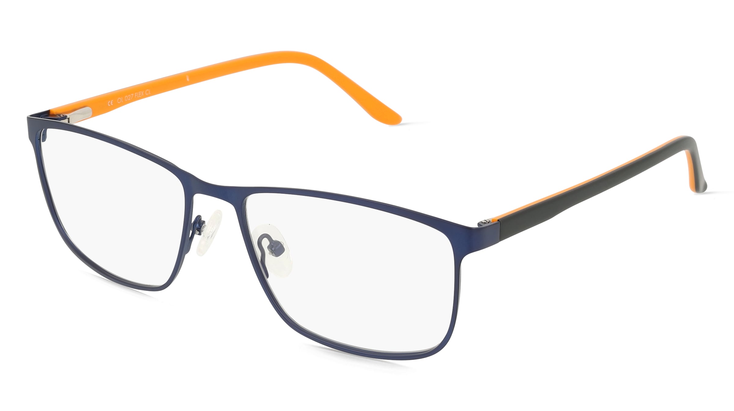 Fielmann OL 027 FLEX CL ERIK Herren-Brille inkl. Gläser Vollrand Quadratisch Edelstahl-Gestell 55/17/145, Blau