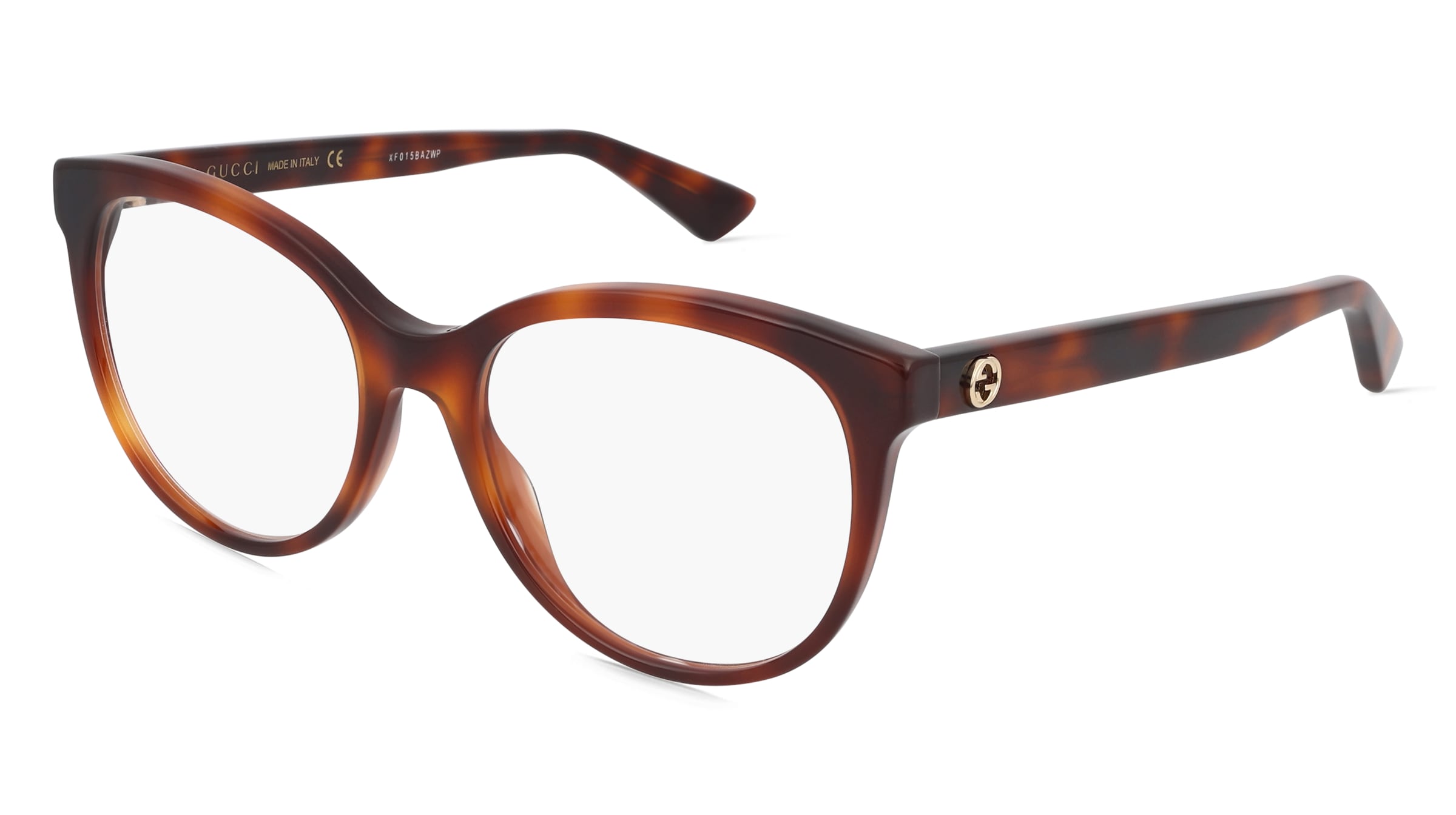 Gucci GG0329O Unisex-Brille inkl. Gläser Vollrand Rund Acetat-Gestell 53/18/145, Havanna