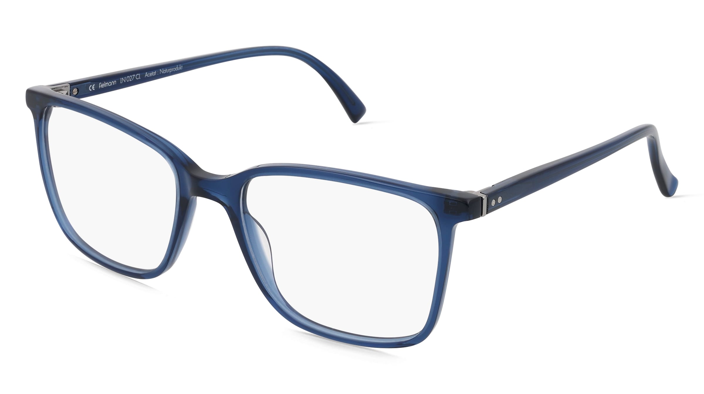 Fielmann LN 027 CL Herren-Brille inkl. Gläser Vollrand Quadratisch Acetat-Gestell 55/19/145, Blau