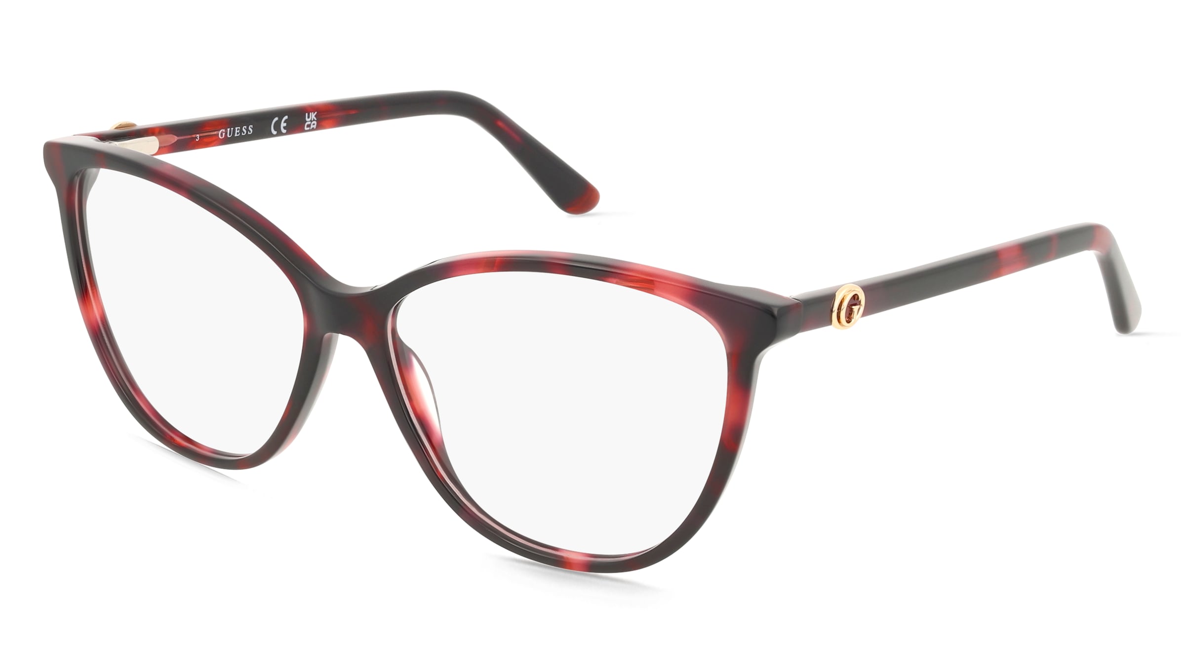 Guess GU50311 Damen-Brille inkl. Gläser Vollrand Cat Eye Acetat-Gestell 55/14/140, Rot