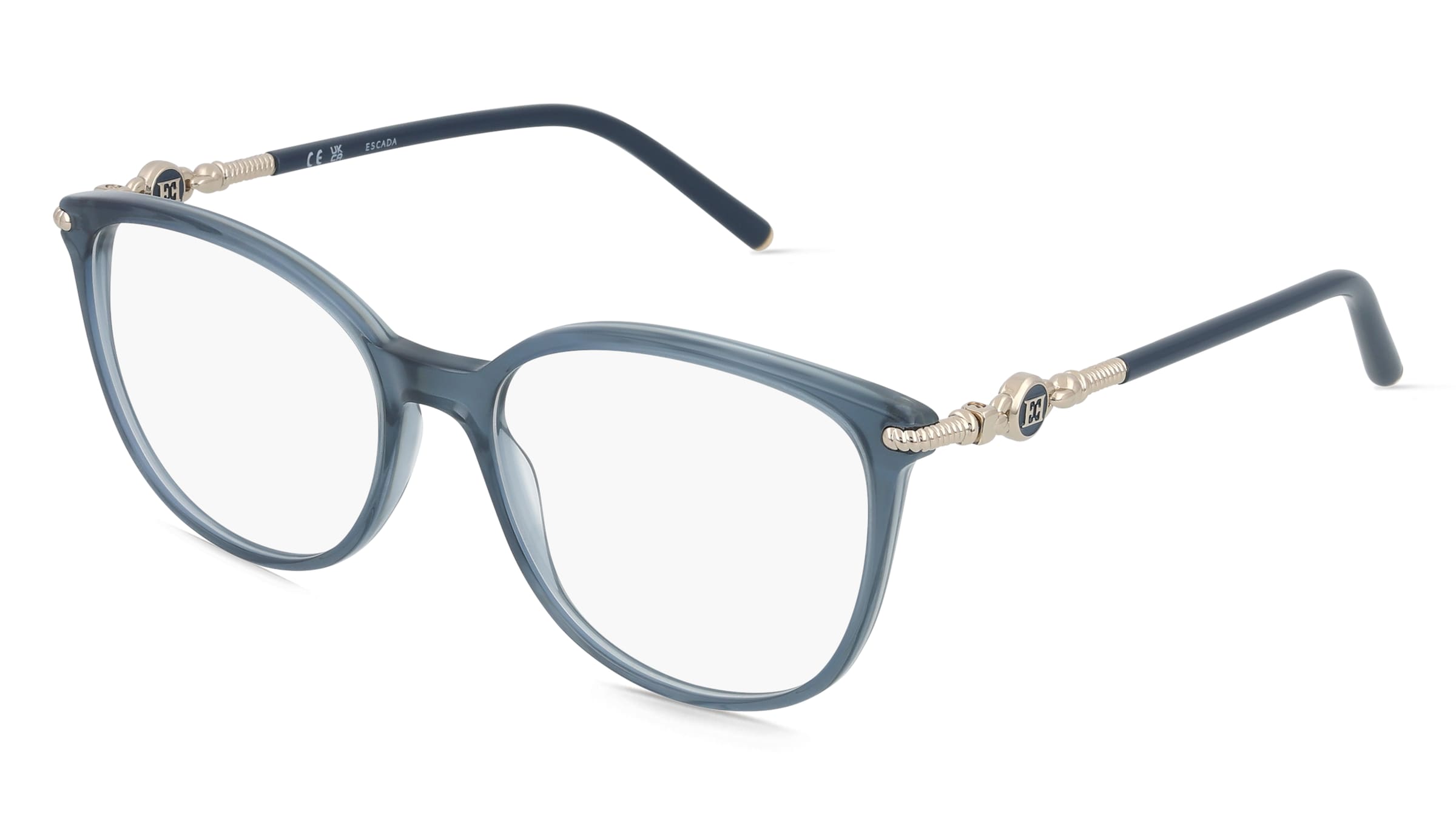 Escada VESF32 Damen-Brille inkl. Gläser Vollrand Cat Eye Kunststoff-Gestell 54/17/140, Blau