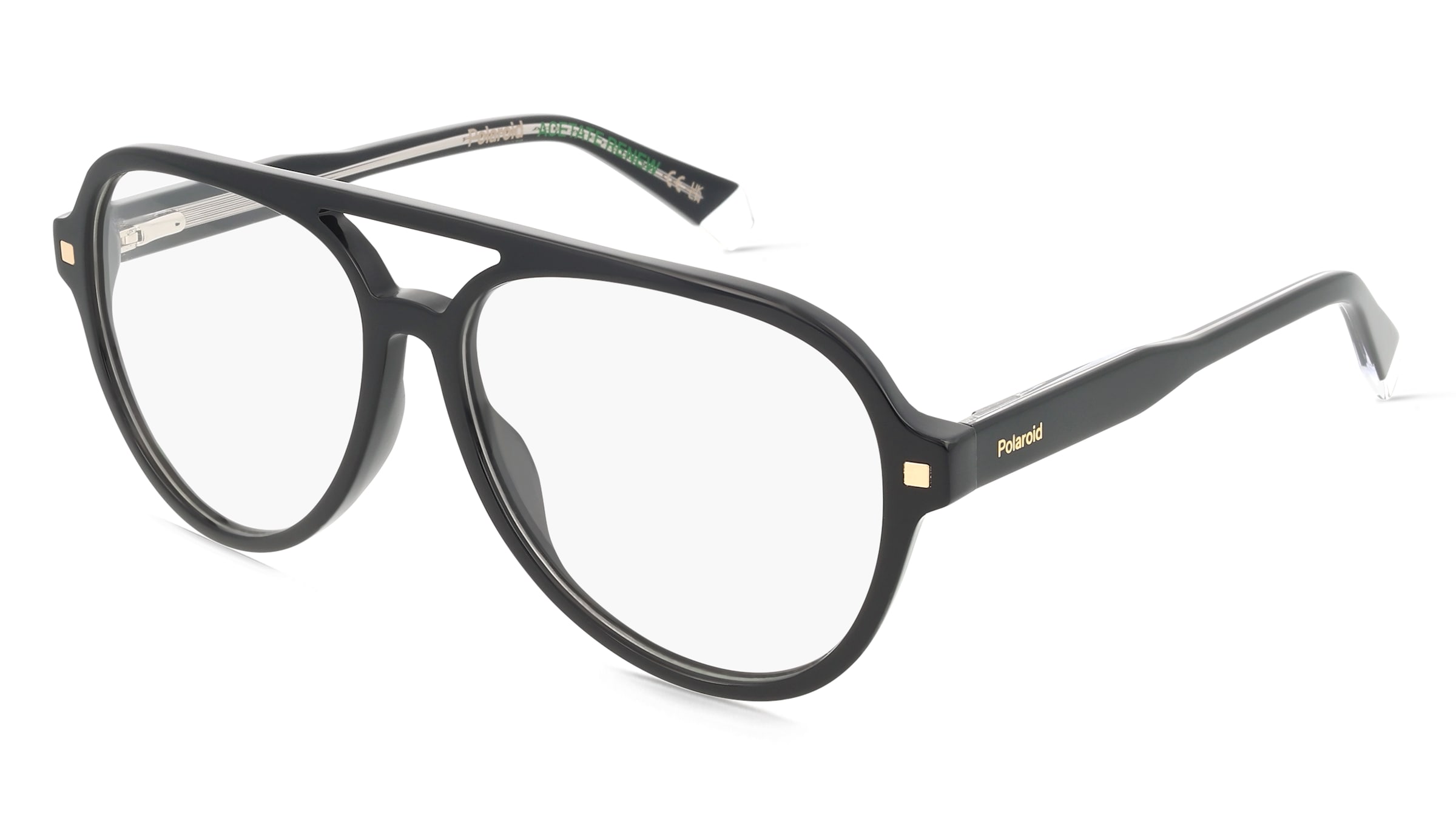 Polaroid PLD D540 Unisex-Brille inkl. Gläser Vollrand Pilot Acetat-Gestell 57/14/145, Schwarz