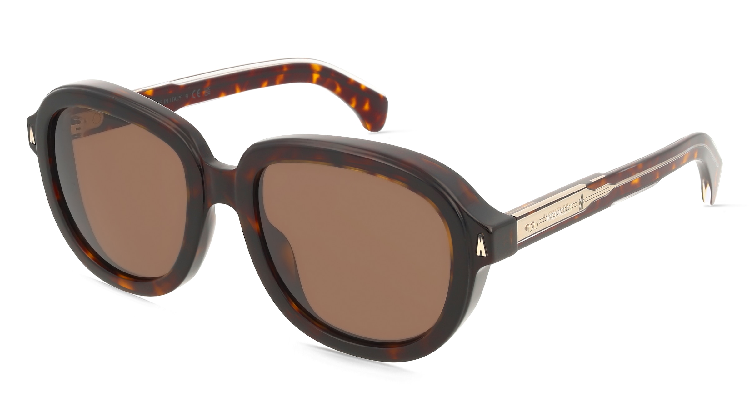 Moncler ME6007U Unisex-Sonnenbrille Vollrand Pilot Acetat-Gestell, Havanna