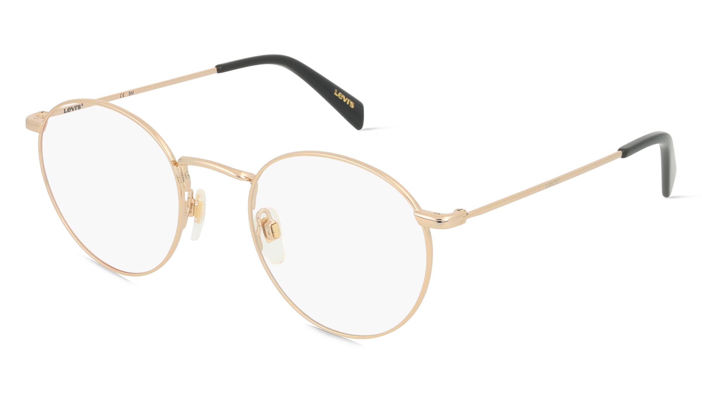 Levi's LV1007 Unisex-Brille inkl. Gläser Vollrand Rund Metall-Gestell 50/21/145, Gold