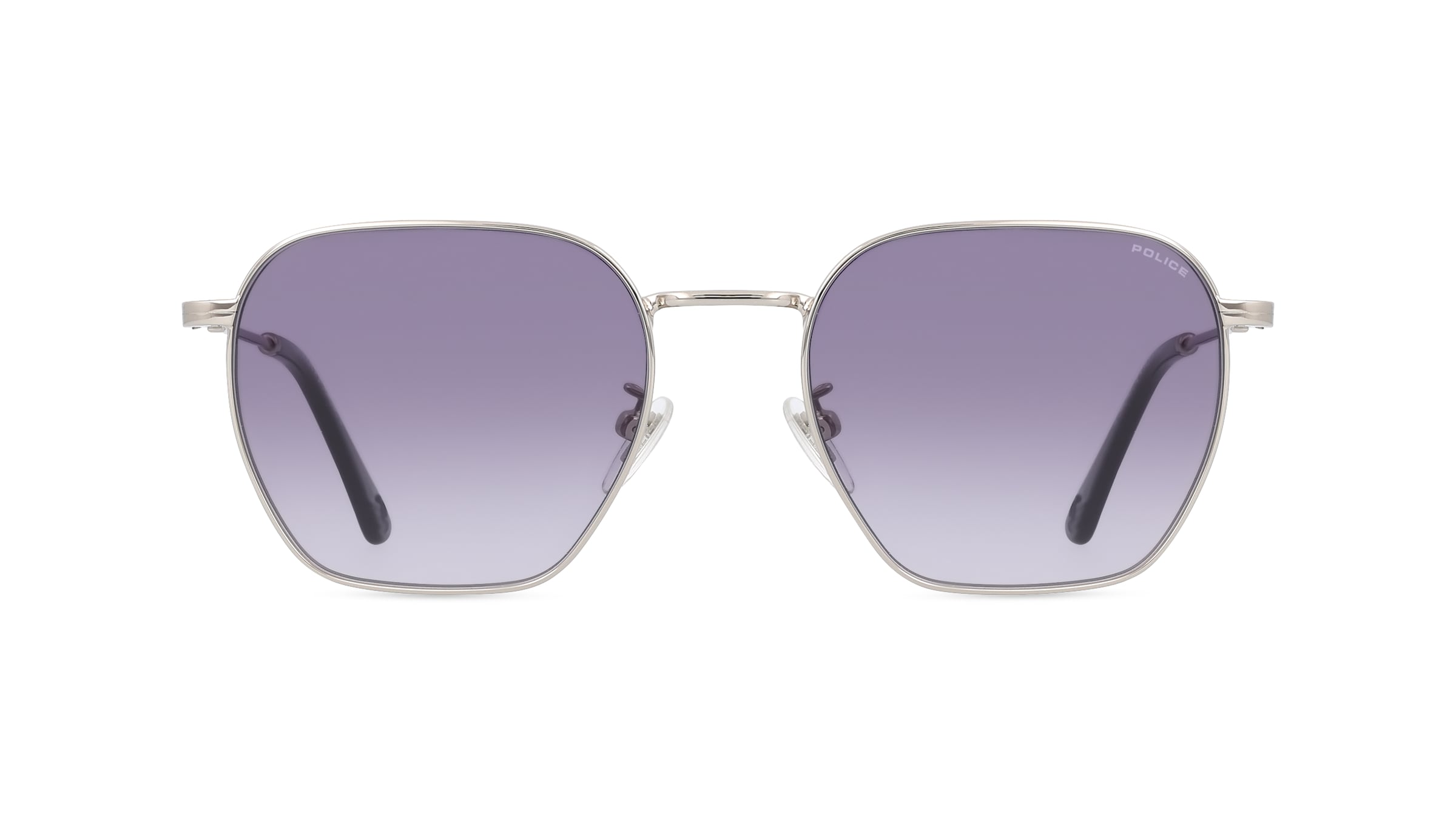 Police POISPLL06 Herren-Sonnenbrille Vollrand Achteckig Metall-Gestell, silber