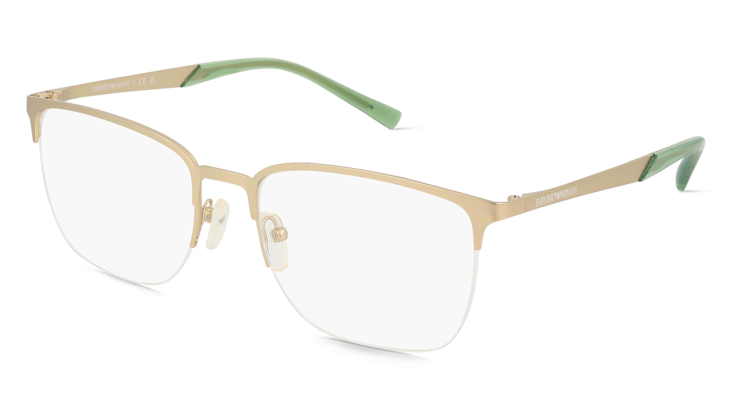 Emporio Armani EA1151 Herren-Brille inkl. Gläser Halbrand Quadratisch Metall-Gestell 56/19/145, Gold