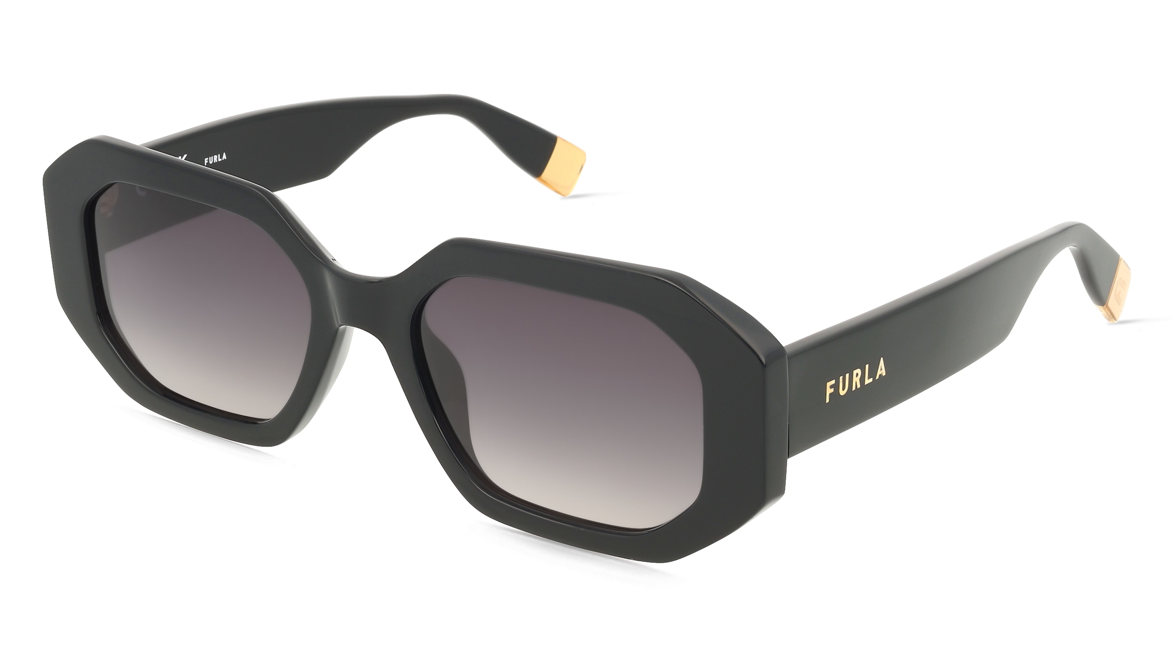 Furla SFU815 Damen-Sonnenbrille Vollrand Quadratisch Acetat-Gestell, Schwarz