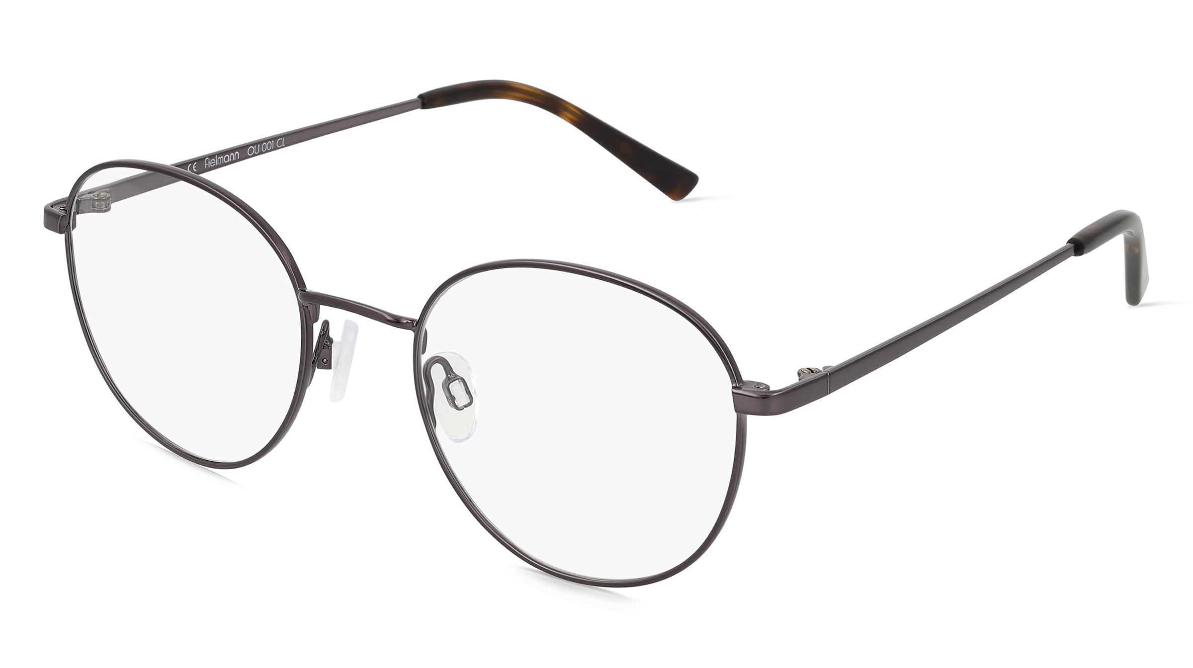 Fielmann OU 001 CL Unisex-Brille inkl. Gläser Vollrand Panto Edelstahl-Gestell 46mm/20mm/135mm, grau