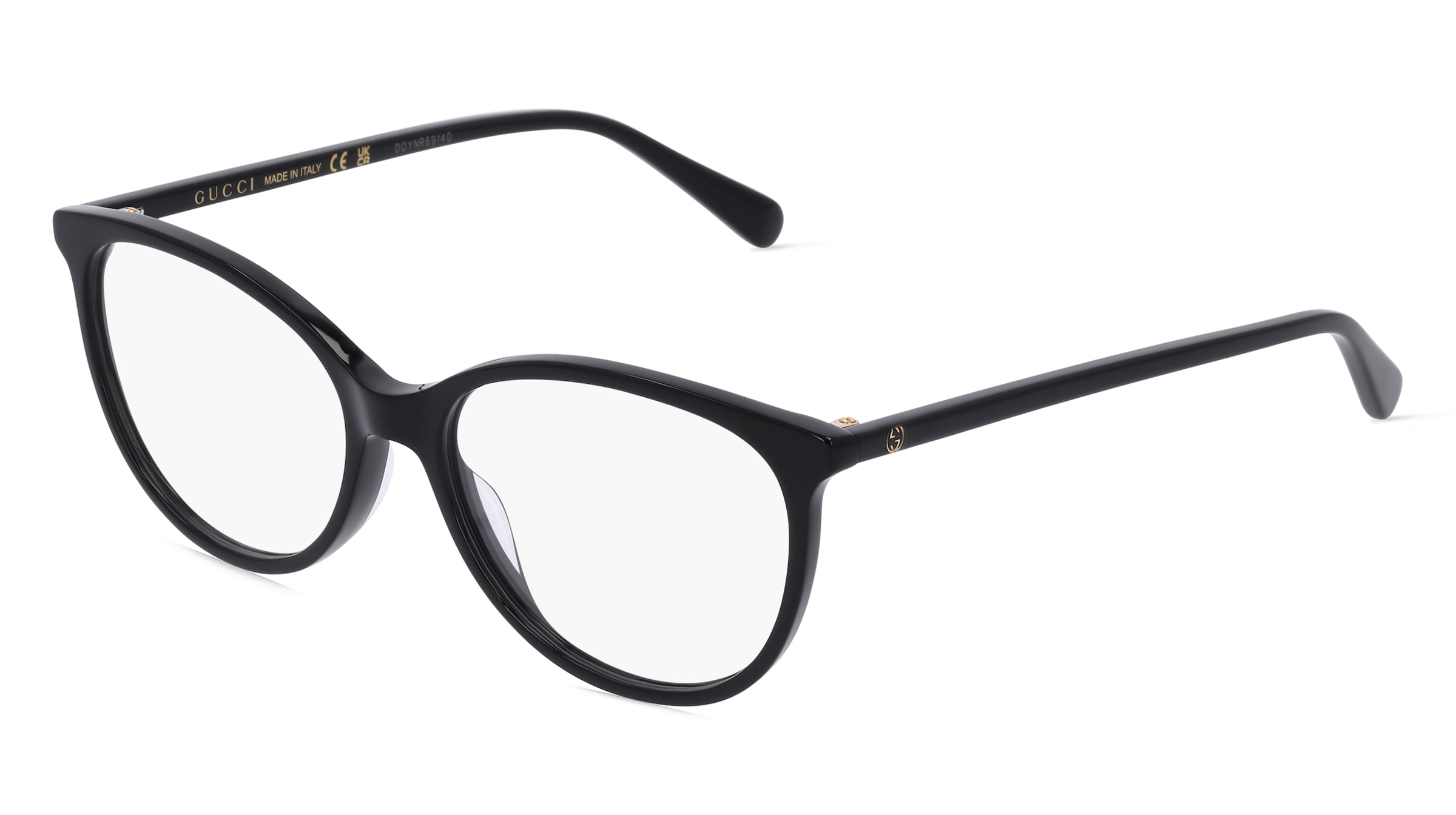 Gucci GG0550O Damen-Brille inkl. Gläser Vollrand Butterfly Acetat-Gestell 53/16/140, Schwarz