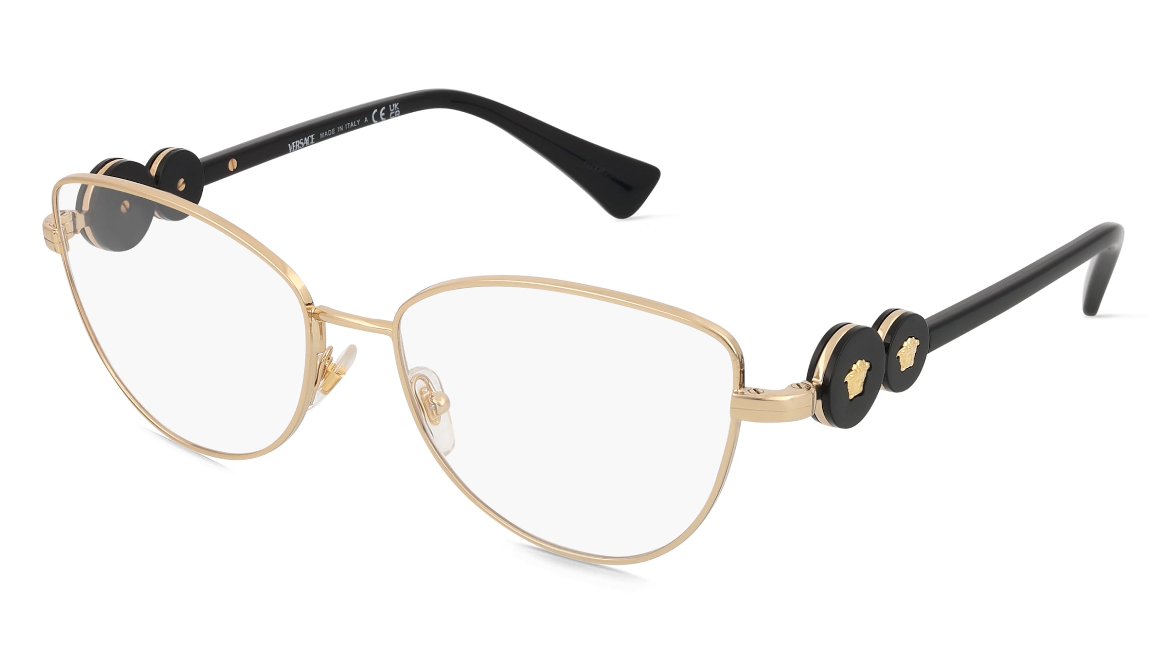 Versace 0VE1284 Damen-Brille inkl. Gläser Vollrand Cat Eye Edelstahl-Gestell 55/16/145, Gold