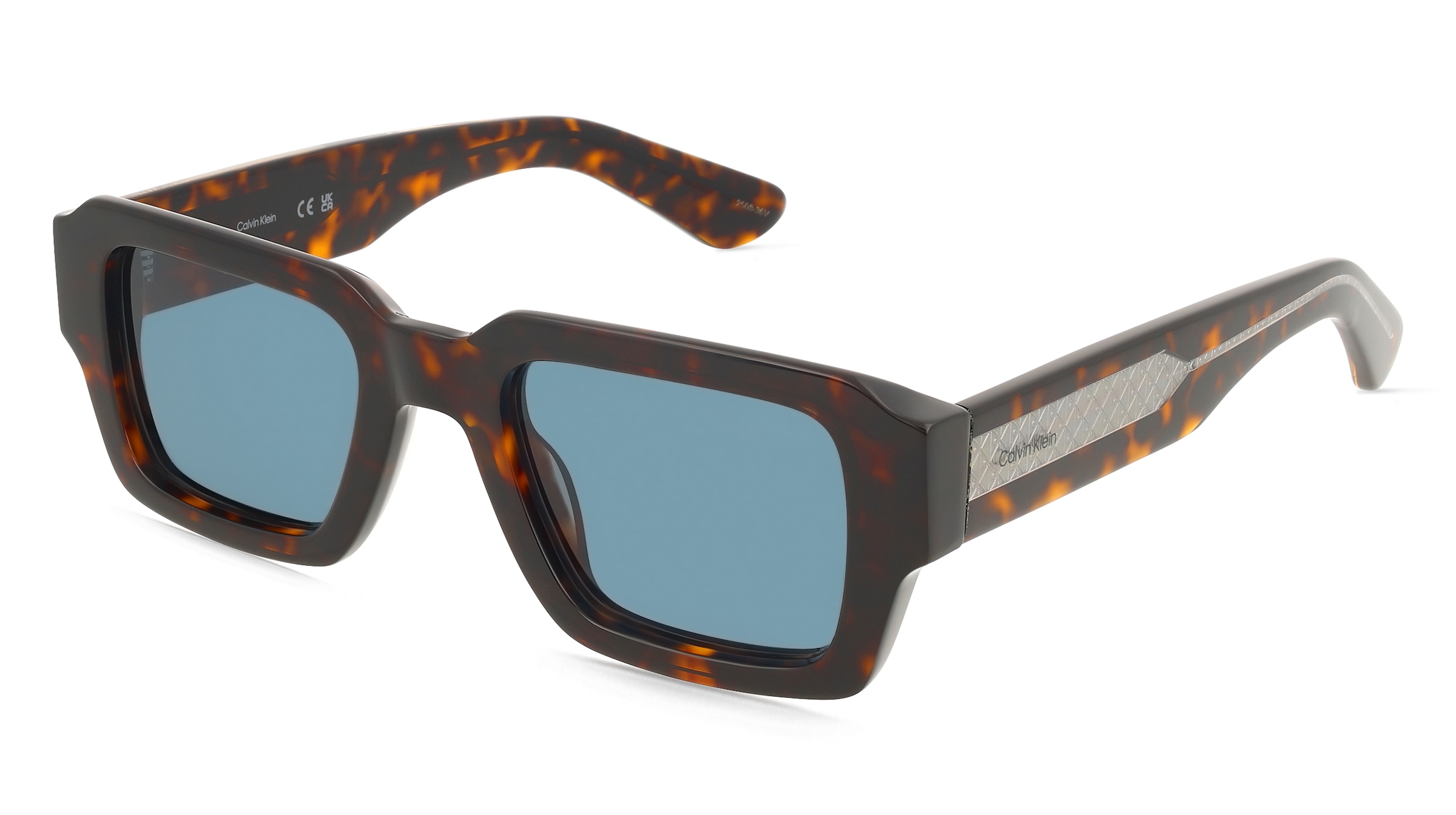 Calvin Klein CK25538S Herren-Sonnenbrille Vollrand Eckig Acetat-Gestell, Havanna