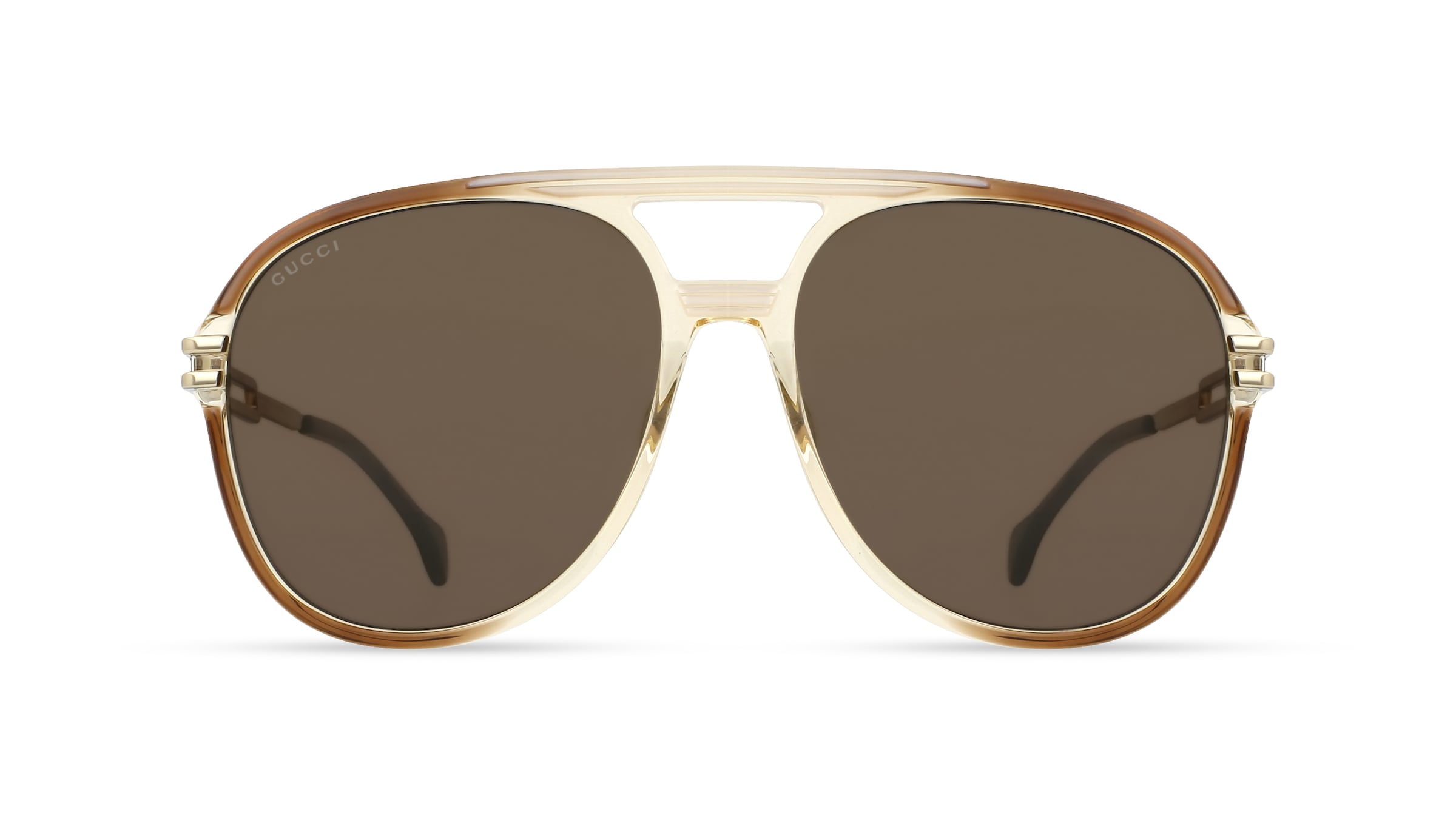 Gucci GG1104S Herren-Sonnenbrille Vollrand Pilot Kunststoff-Gestell, braun