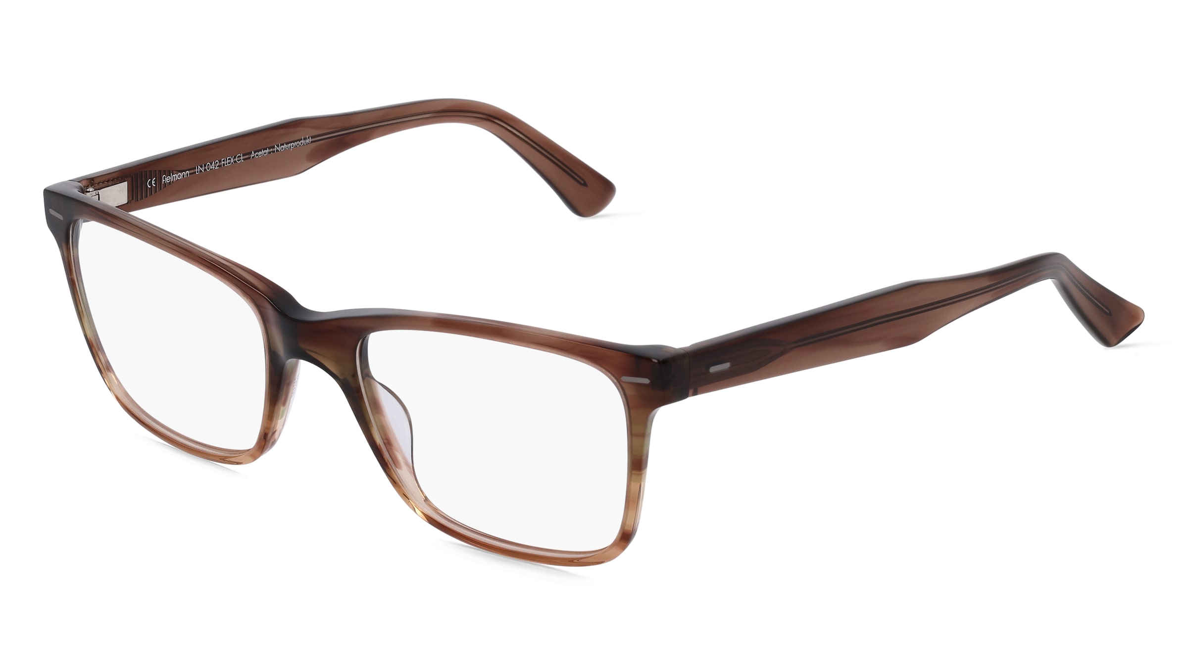 Fielmann LN 042 FLEX CL Herren-Brille inkl. Gläser Vollrand Quadratisch Acetat-Gestell 55/20/145, Braun