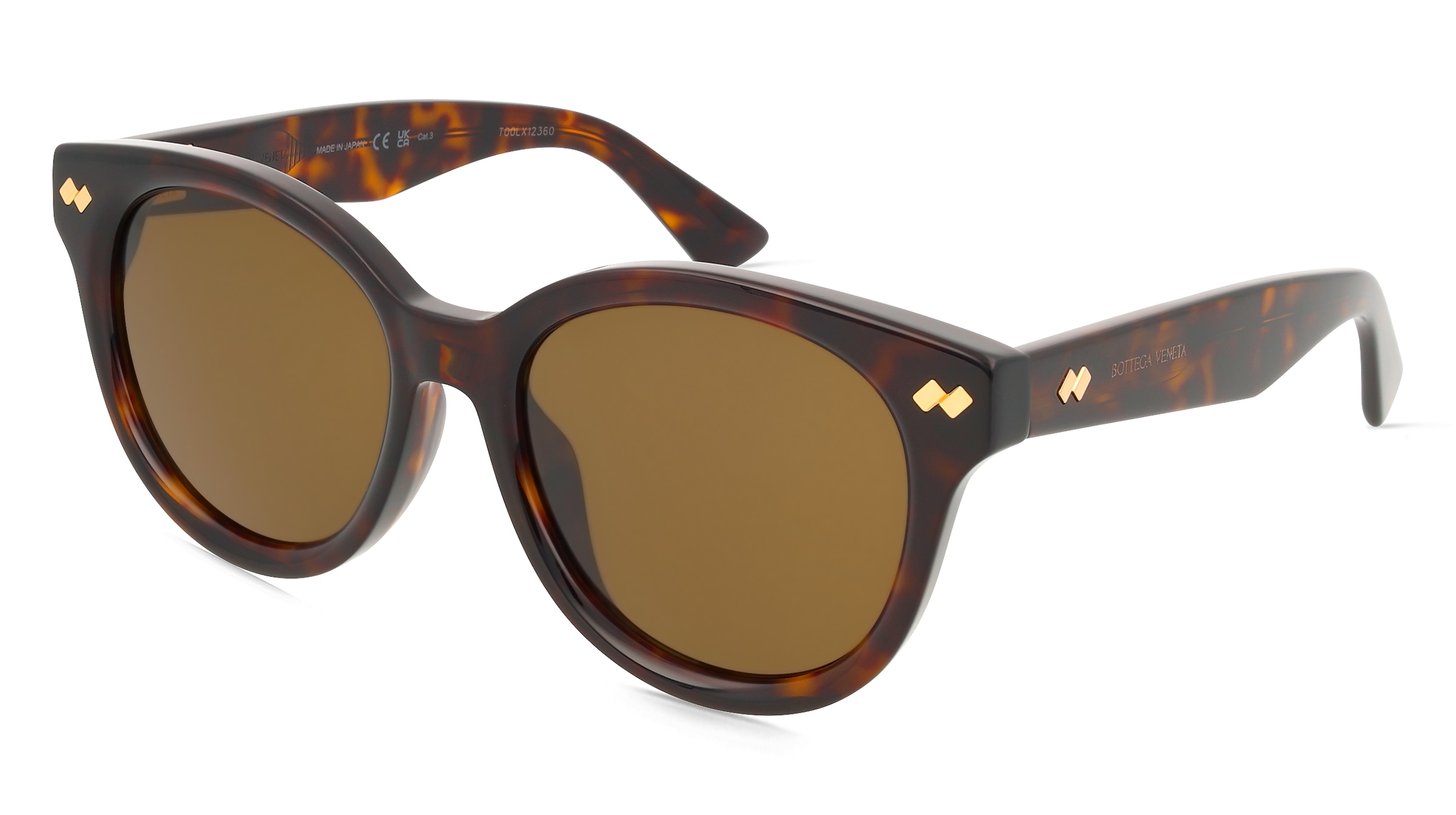 Bottega Veneta BV1352SK Damen-Sonnenbrille Vollrand Panto Acetat-Gestell, Havanna