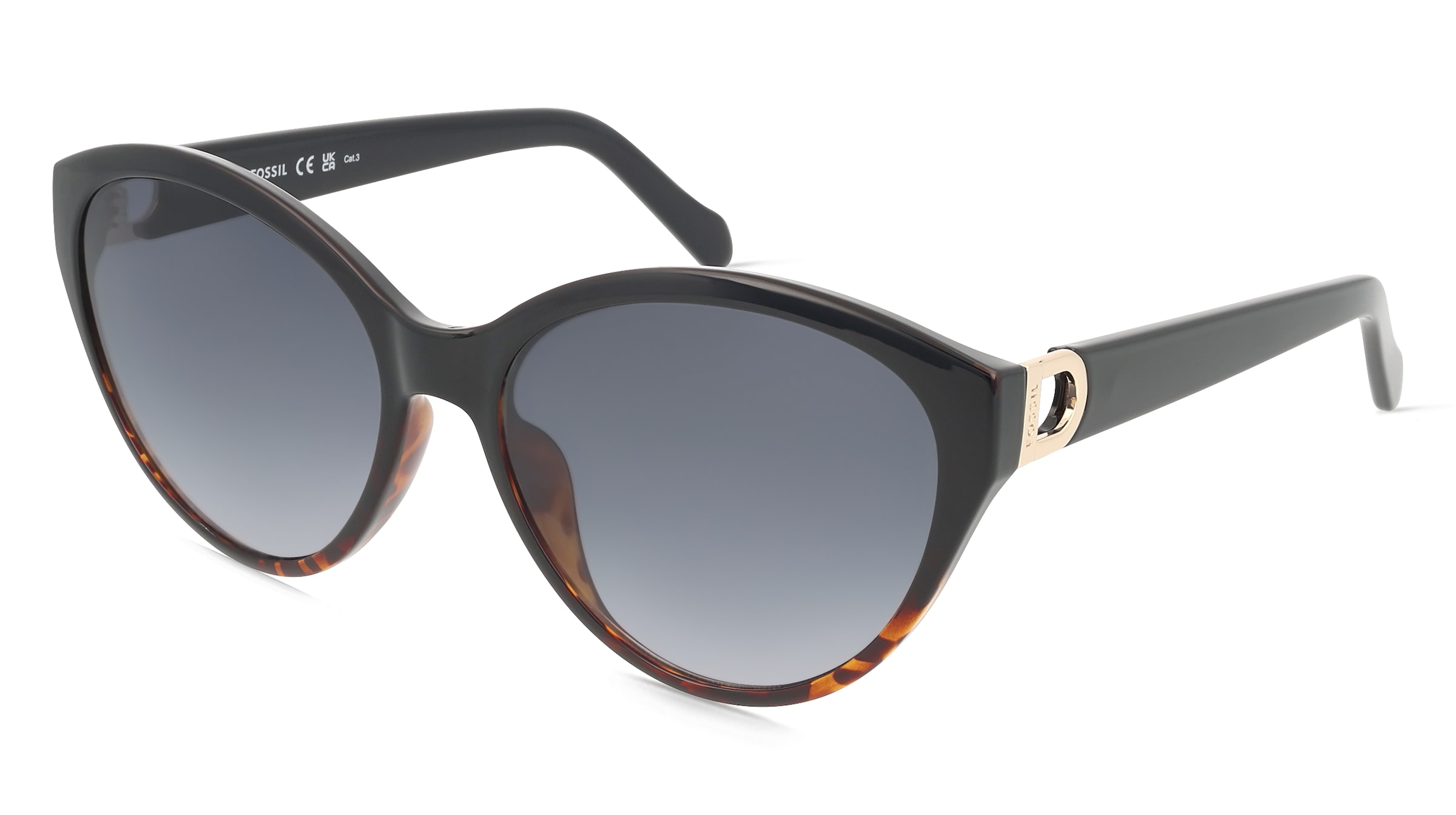Fossil 207352 Damen-Sonnenbrille Vollrand Cat Eye Propionat-Gestell, Silber