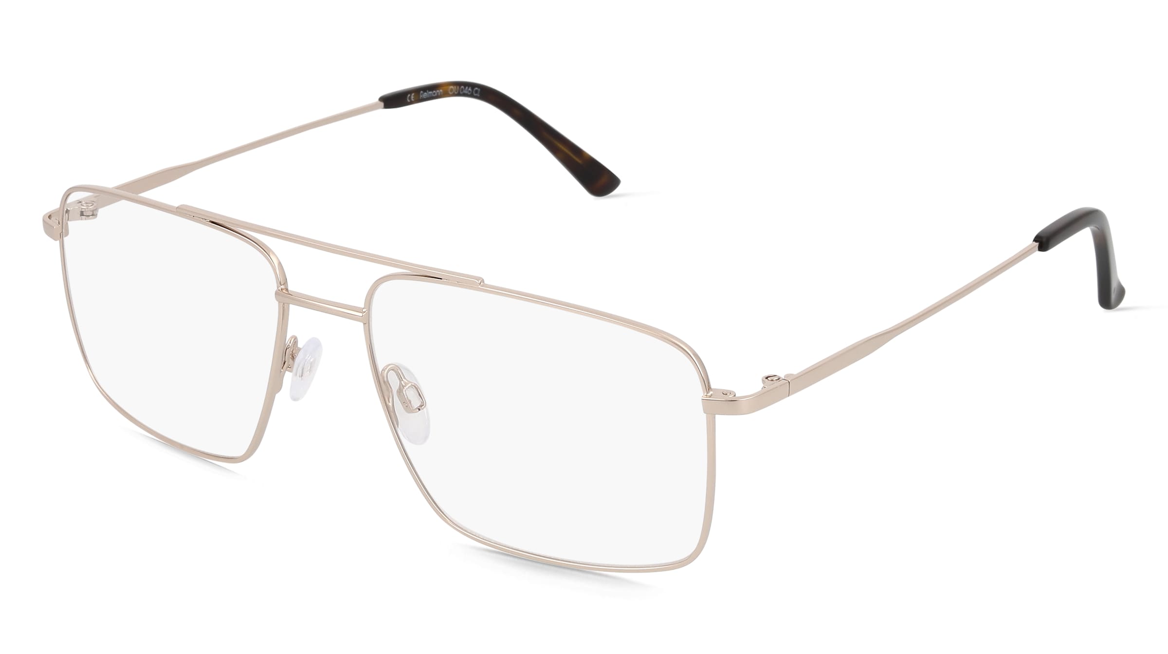 Fielmann OU 046 CL Herren-Brille inkl. Gläser Vollrand Eckig Edelstahl-Gestell 56mm/16mm/145mm, gold