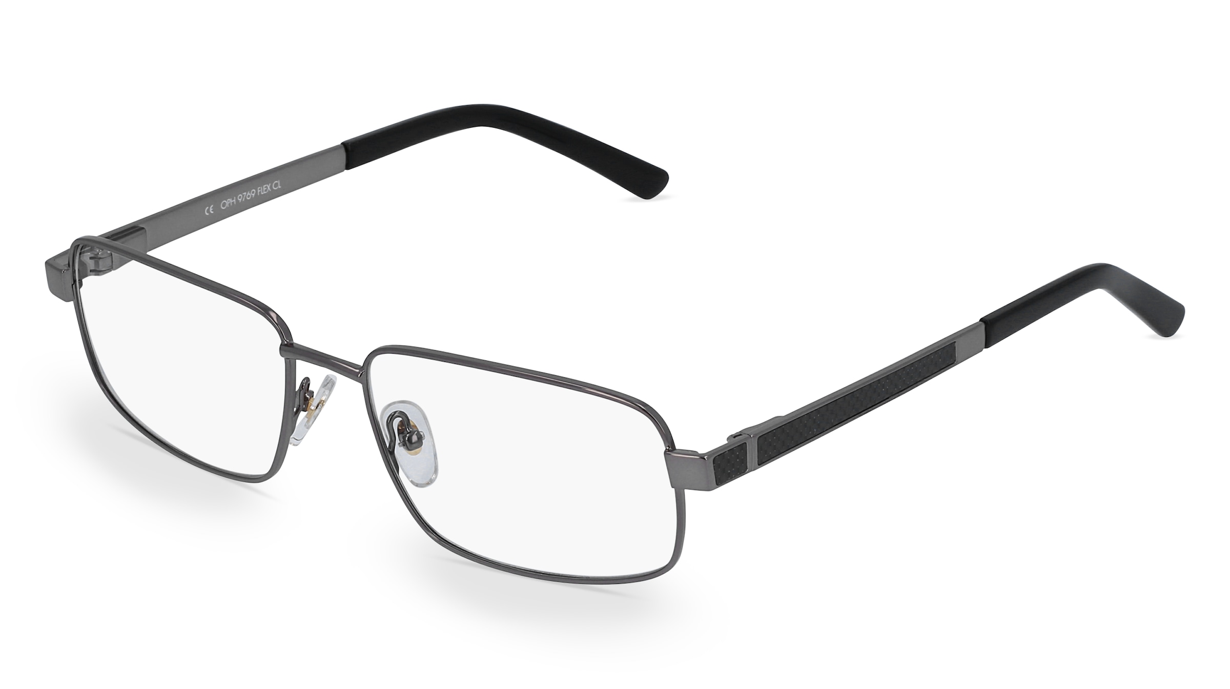 Fielmann OPH 9769 FLEX CL Herren-Brille inkl. Gläser Vollrand Quadratisch Metall-Gestell 54/17/140, Grau