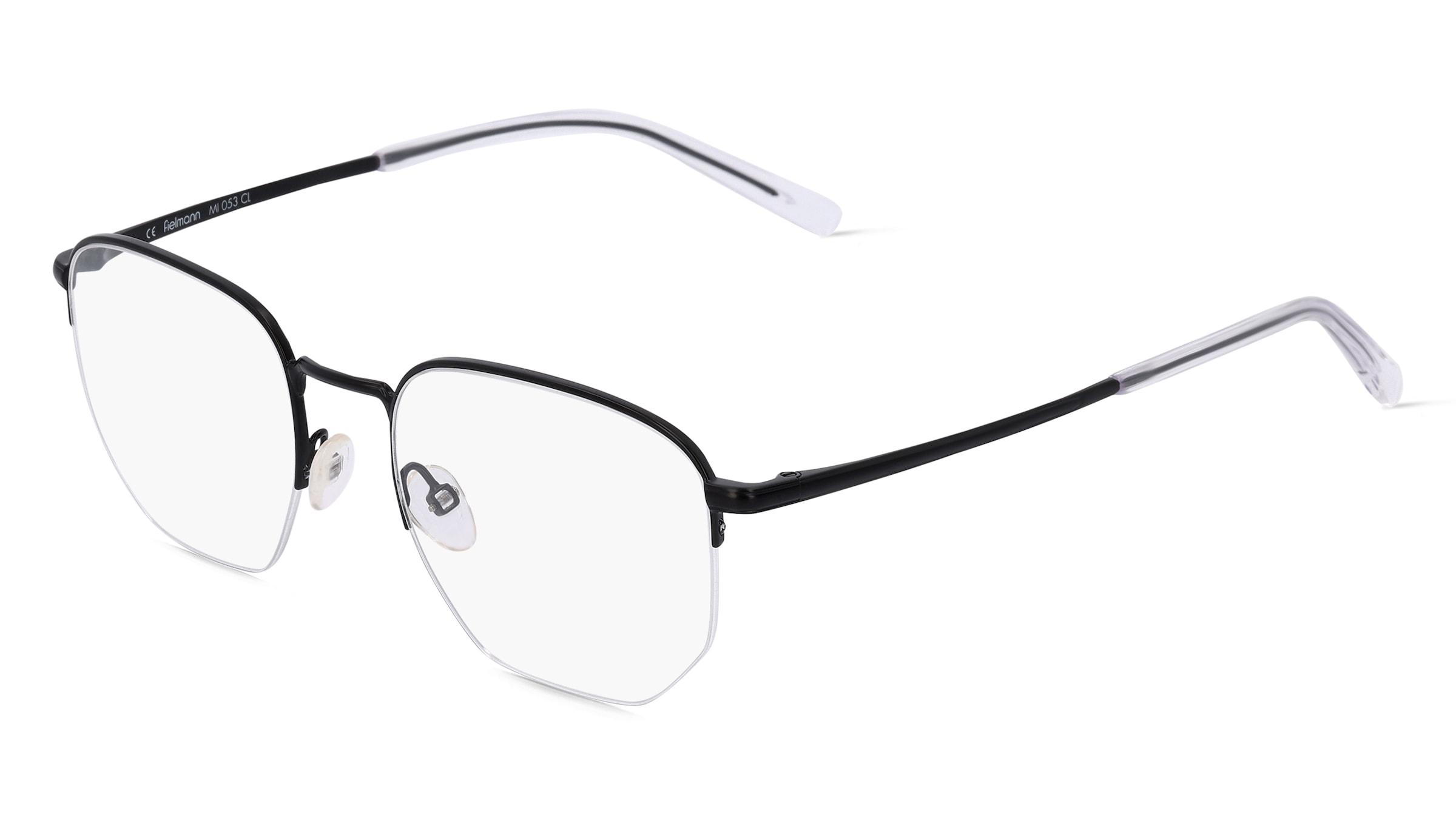 Fielmann MI 053 CL Herren-Brille inkl. Gläser Halbrand Quadratisch Edelstahl-Gestell 50/19/145, Schwarz