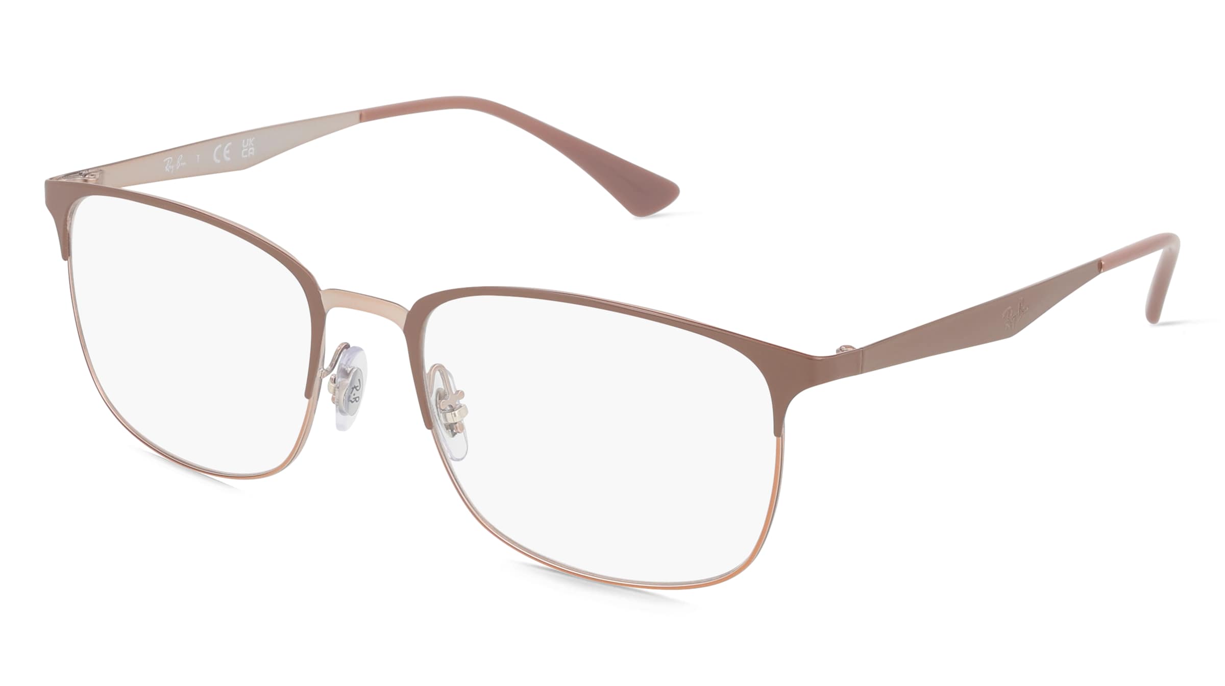 Ray-Ban RX6421 Unisex-Brille inkl. Gläser Halbrand Quadratisch Metall-Gestell 52/18/140, Beige