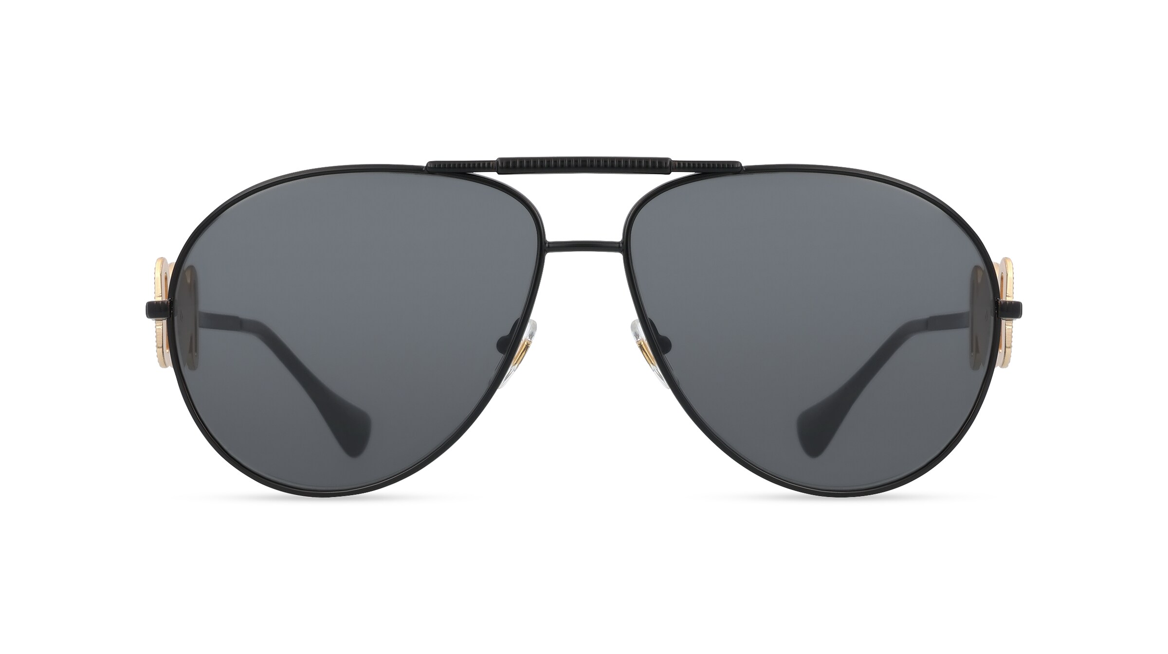 Versace VE2249 Unisex-Sonnenbrille Vollrand Pilot Metall-Gestell, schwarz