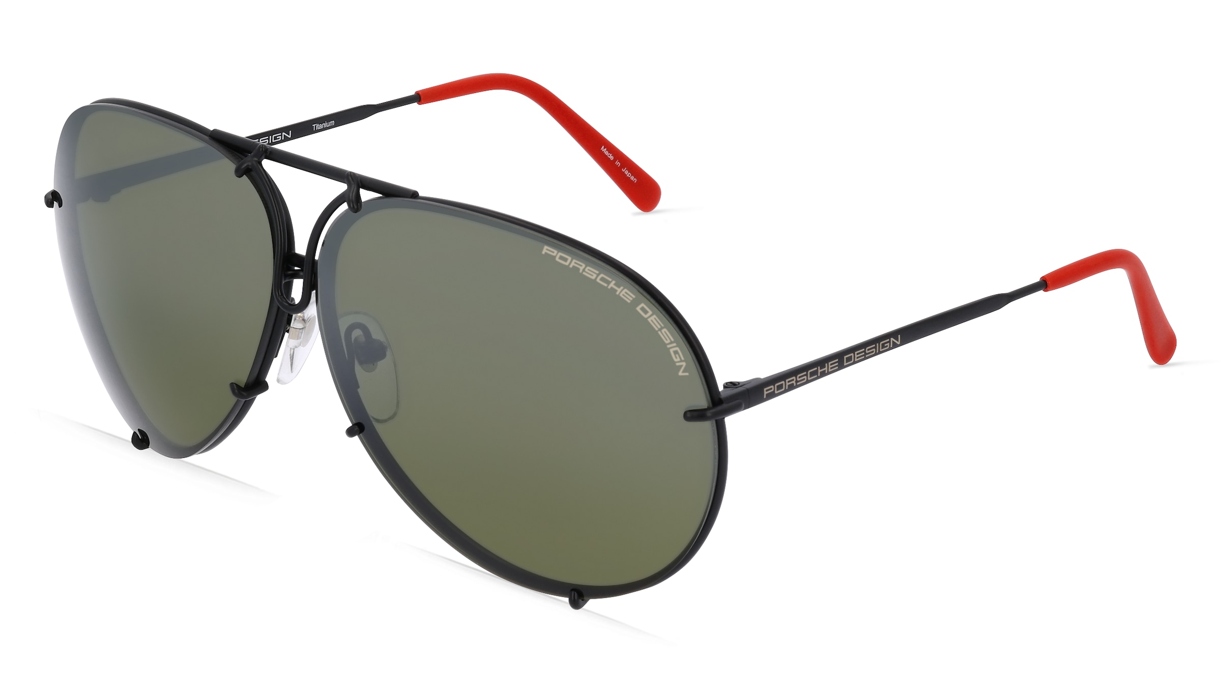 Porsche Design 8478 - mit Wechselgläsern Unisex-Sonnenbrille Vollrand Pilot Metall-Gestell, schwarz