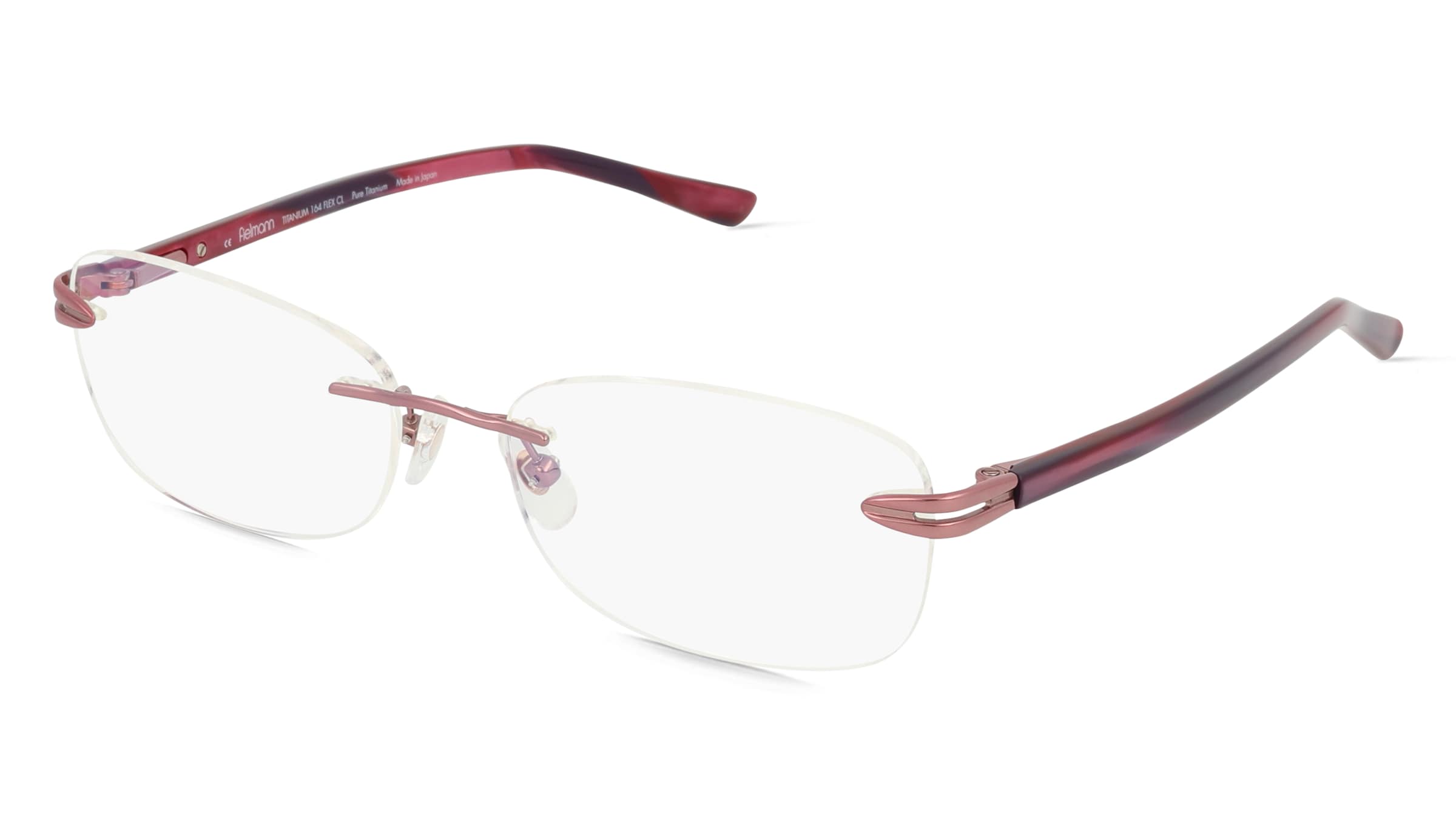Fielmann TITANIUM 164 FLEX CL Damen-Brille inkl. Gläser Randlos Quadratisch Titan-Gestell 53/16/140, Pink