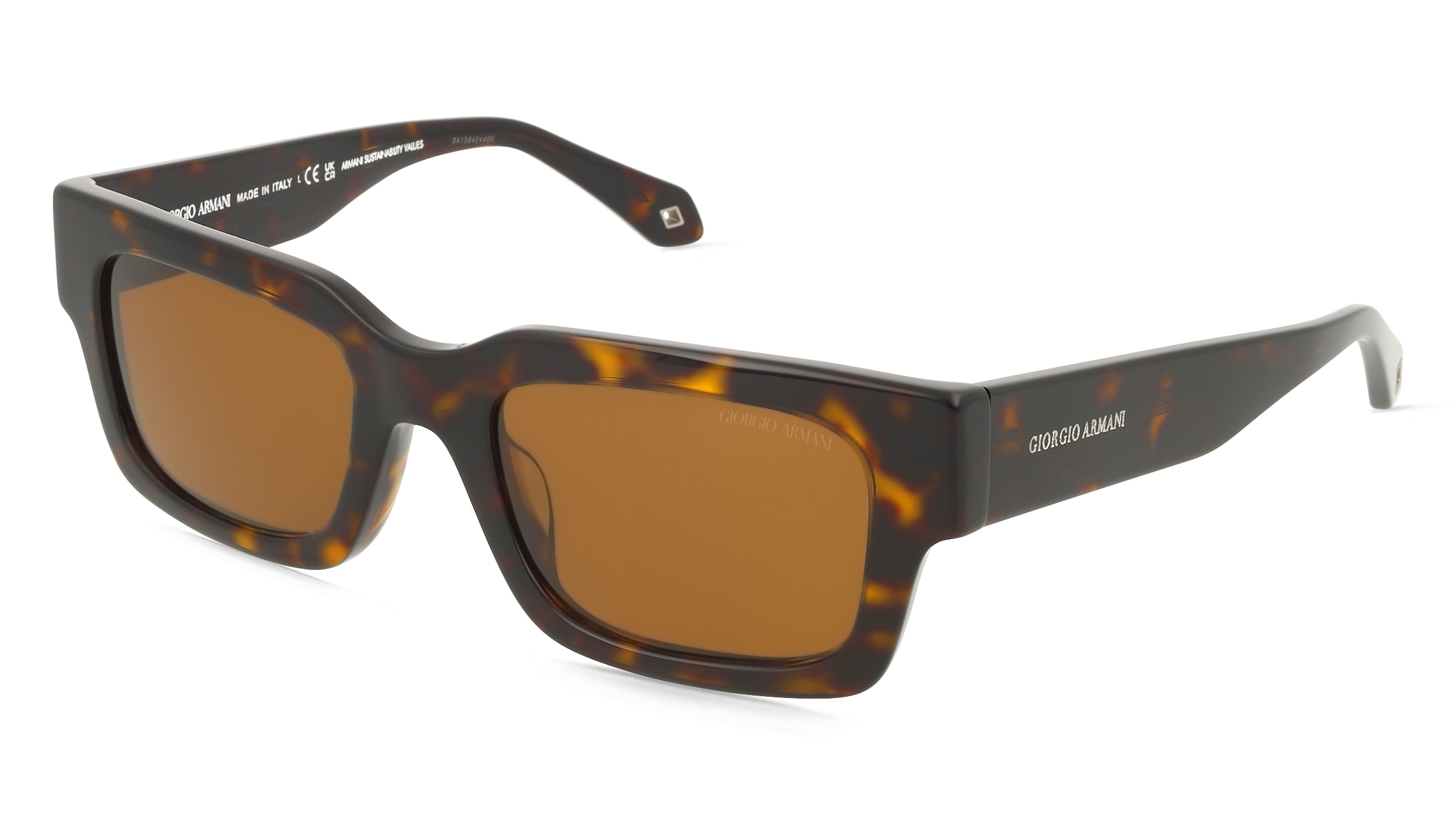 Giorgio Armani 0AR8184U Herren-Sonnenbrille Vollrand Quadratisch Acetat-Gestell, Havanna