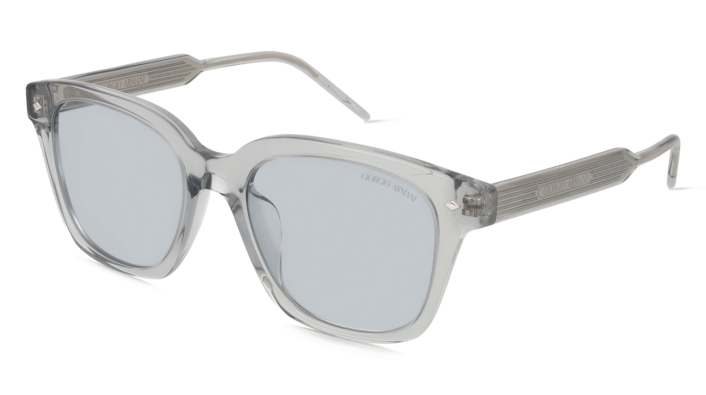 Giorgio Armani 0AR8210U Damen-Sonnenbrille Vollrand Quadratisch Acetat-Gestell, Transparent