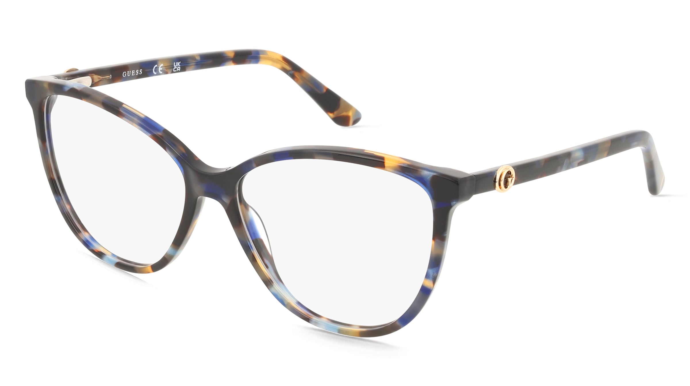 Guess GU50311 Damen-Brille inkl. Gläser Vollrand Cat Eye Acetat-Gestell 55/14/140, Blau