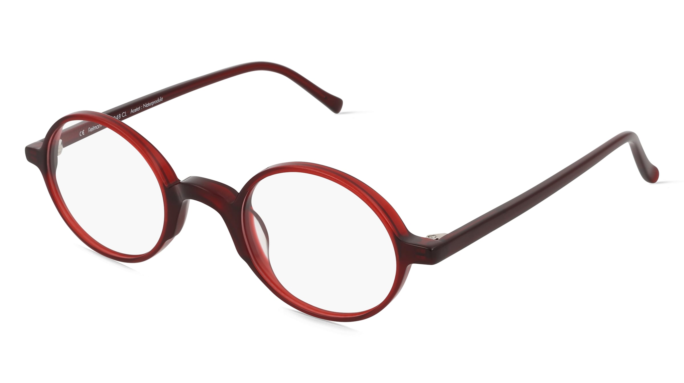 Fielmann LN 048 CL Unisex-Brille inkl. Gläser Vollrand Rund Acetat-Gestell 46mm/24mm/140mm, rot