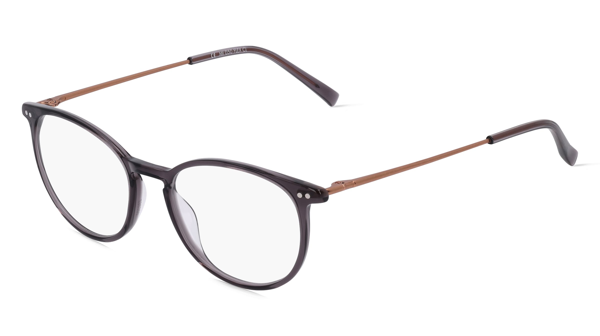 Fielmann MI 050 FLEX CL Unisex-Brille inkl. Gläser Vollrand Panto Acetat-Gestell 47/17/140, Grau