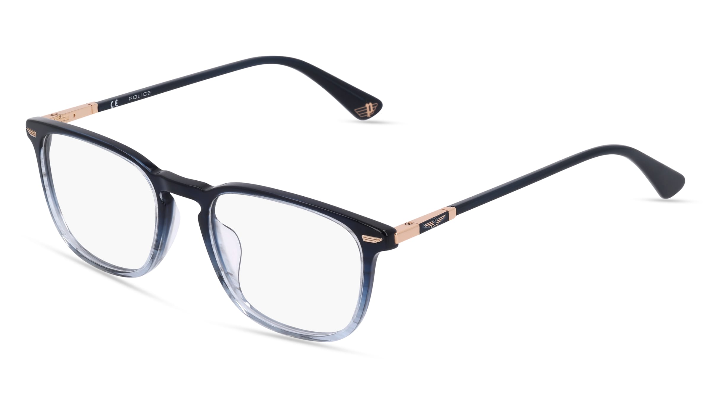 Police VPLF 81 Herren-Brille inkl. Gläser Vollrand Quadratisch Acetat-Gestell 52/19/145, Blau