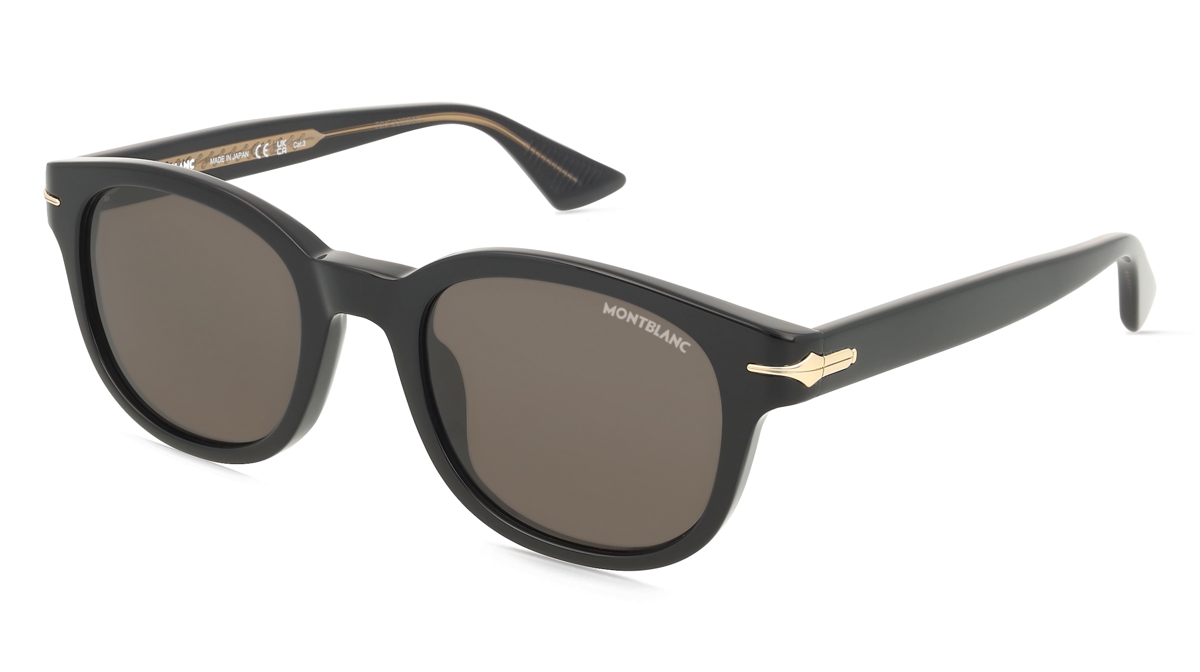 Montblanc MB0435S Herren-Sonnenbrille Vollrand Rund Acetat-Gestell, Schwarz