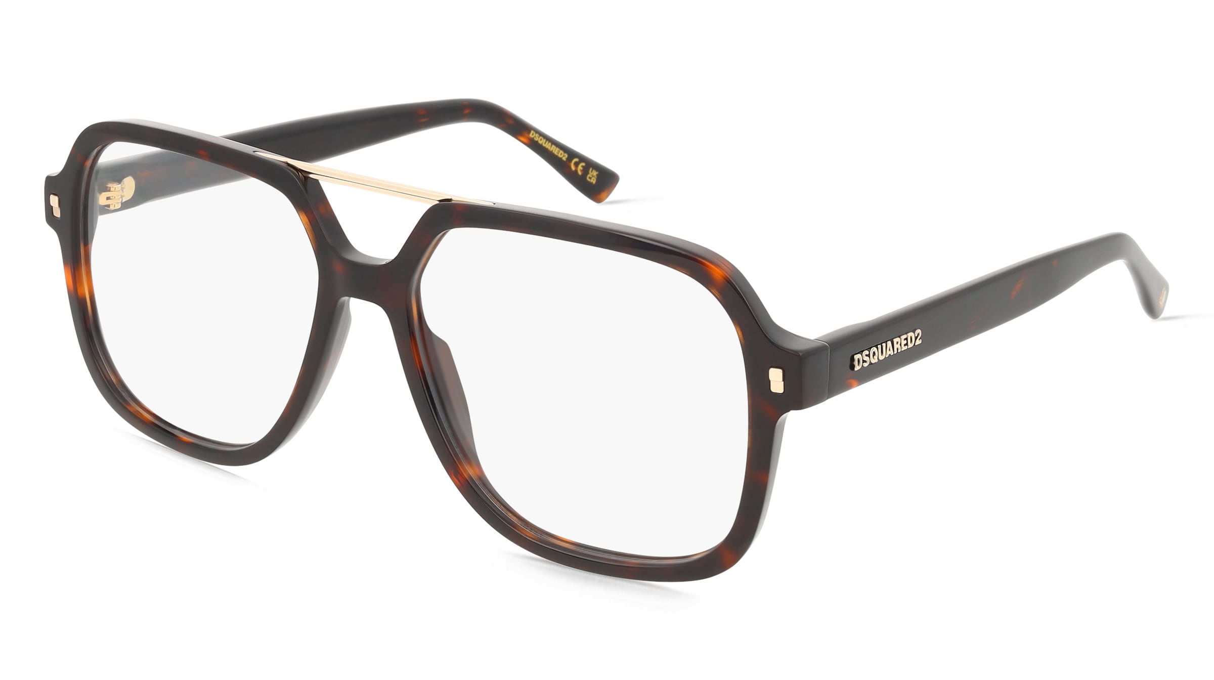 Dsquared2 D2 0145 Herren-Brille inkl. Gläser Vollrand Pilot Acetat-Gestell 57/16/145, Havanna