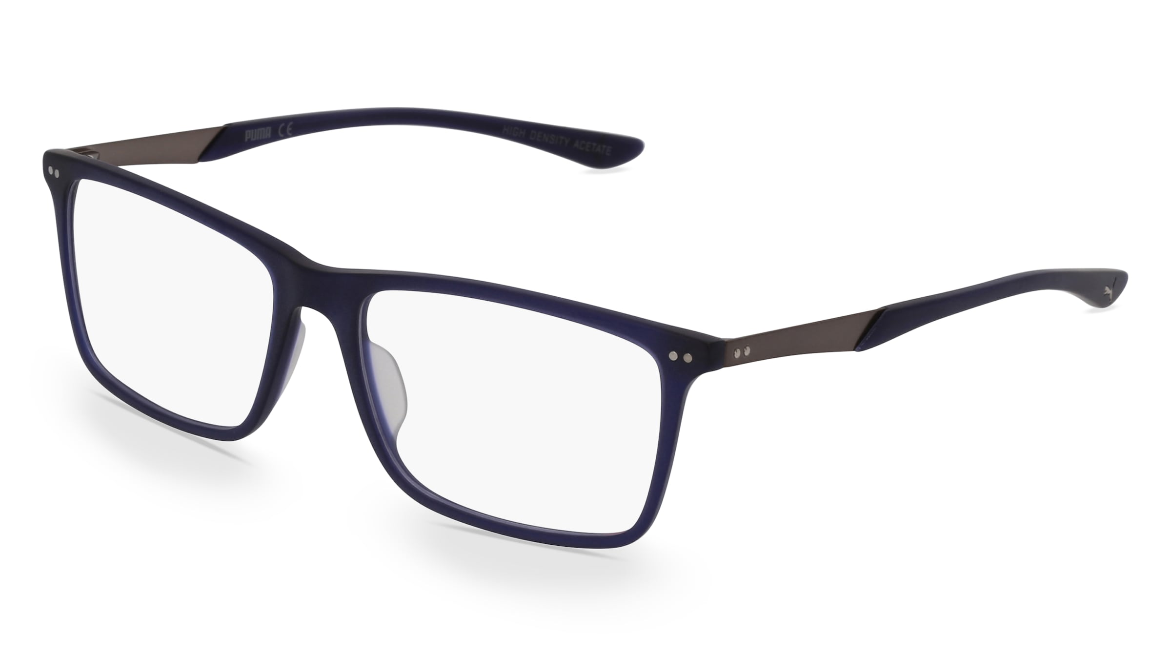 Puma PU 0096O Unisex-Brille inkl. Gläser Vollrand Quadratisch Acetat-Gestell 56/17/140, Blau