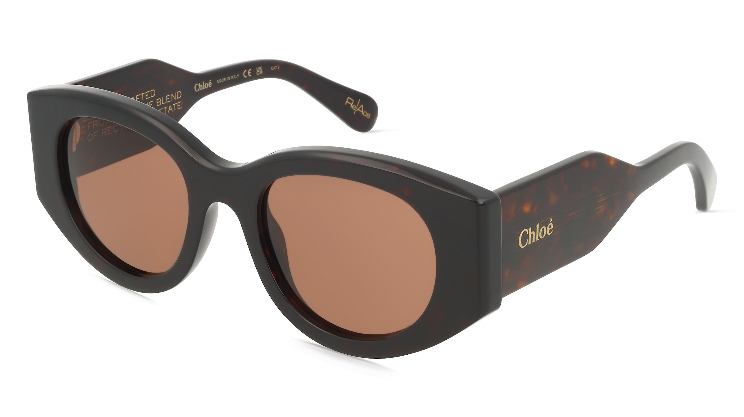 Chloé CH0251S Unisex-Sonnenbrille Vollrand Oval Acetat-Gestell, Havanna