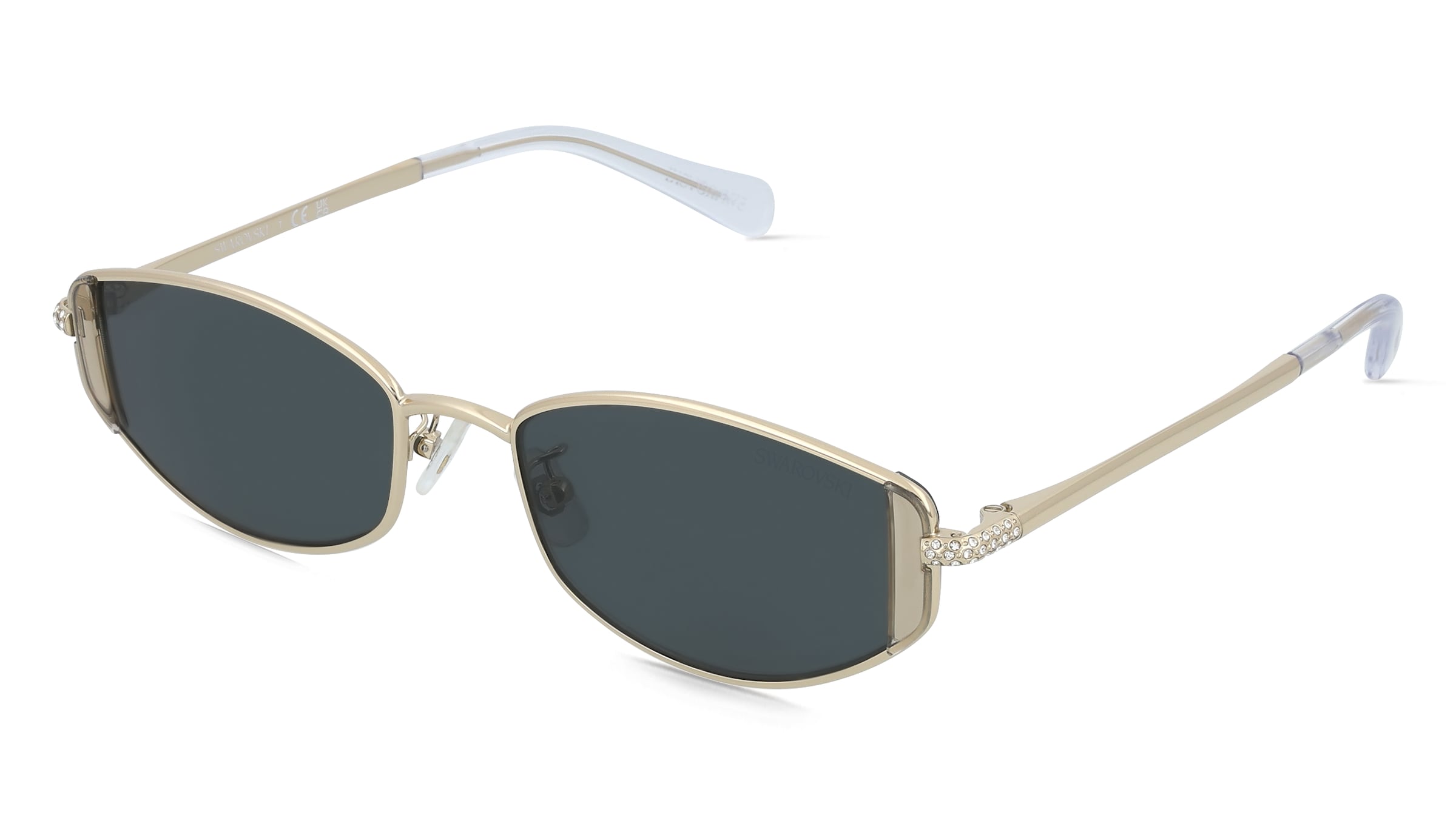 Swarovski SK7035D Damen-Sonnenbrille Vollrand Oval Metall-Gestell, Gold