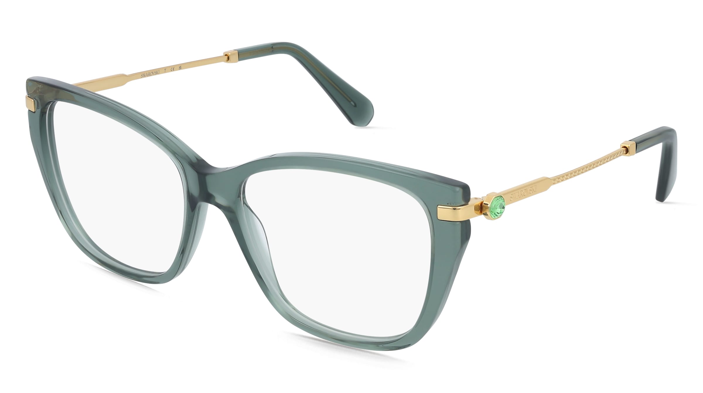 Swarovski SK2060 Damen-Brille inkl. Gläser Vollrand Cat Eye Acetat-Gestell 55/16/140, Grün