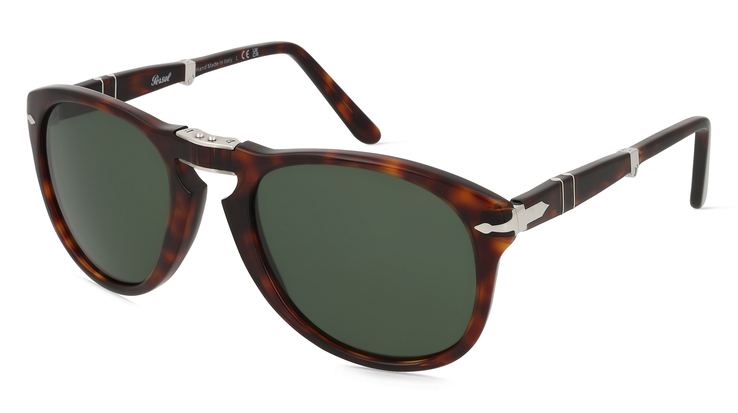 Persol 0PO0714 FOLDING Herren-Sonnenbrille Vollrand Pilot Acetat-Gestell, Havanna